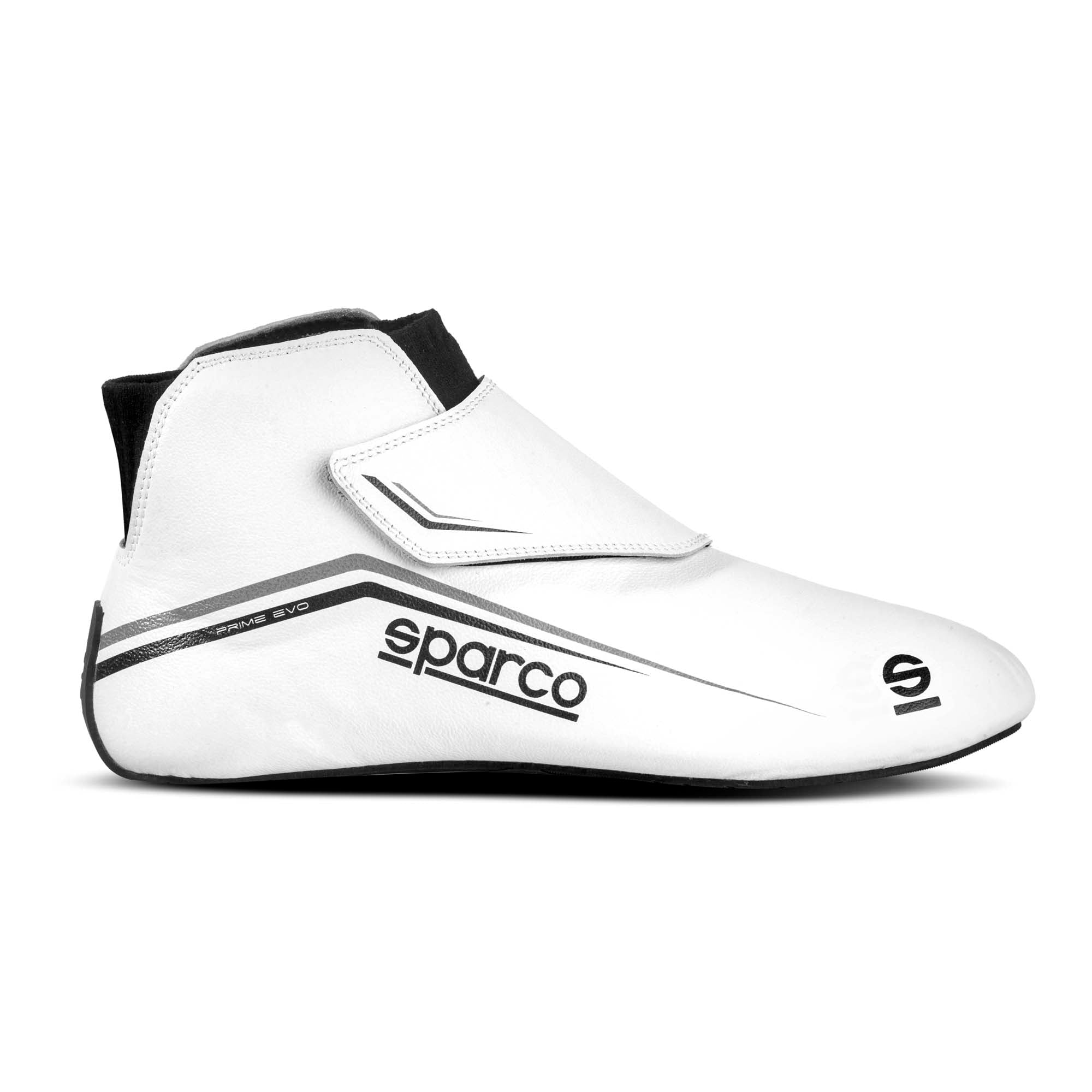 The side of the white Sparco Prime Evo Racing Shoes.