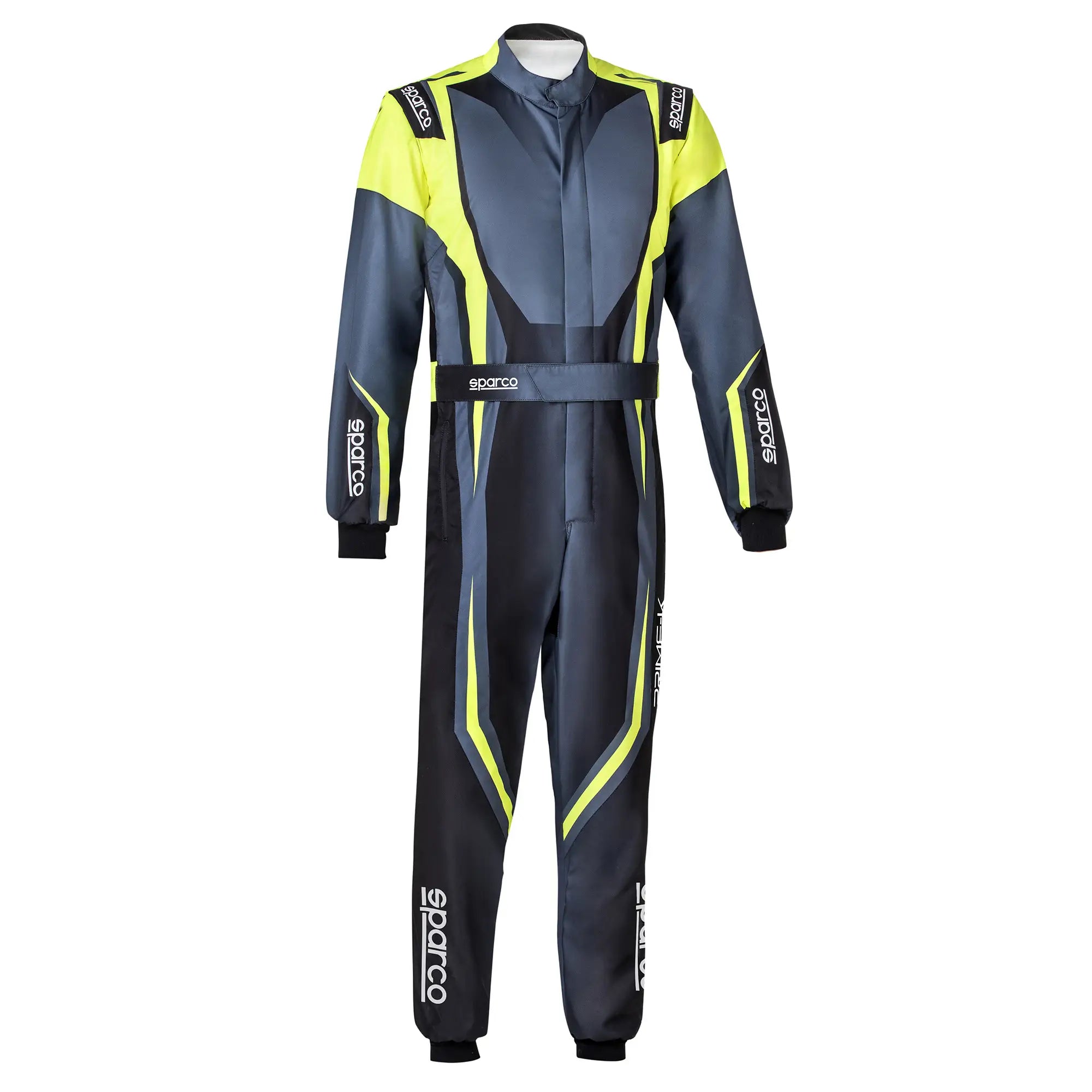The grey and yellow Sparco Prime K Advanced Kart Racing Suit.