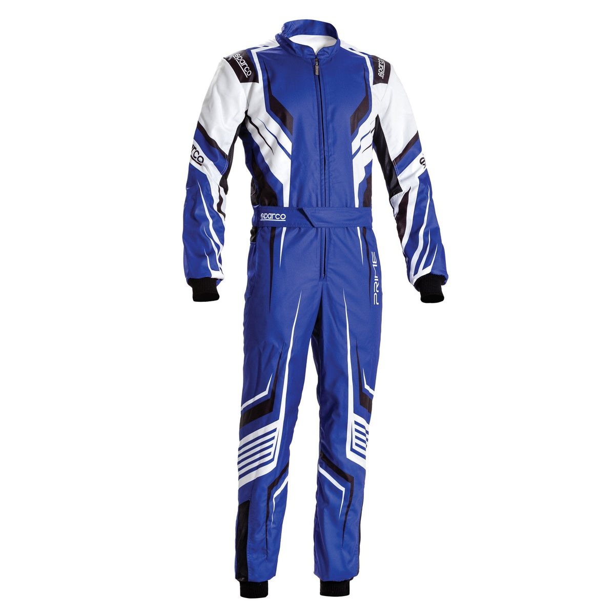 The CIK-FIA N2013.1 blue, black and white Sparco Prime KS-10 Kart Racing Suit.