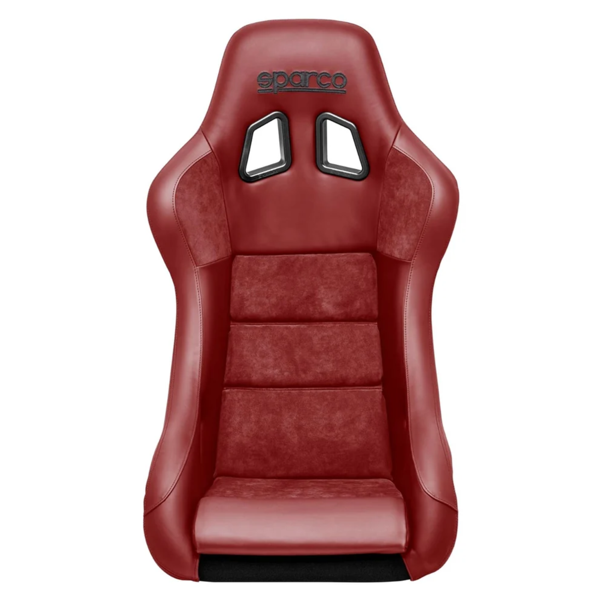 The front of the red Sparco QRT-C Performance Carbon Racing Seat.