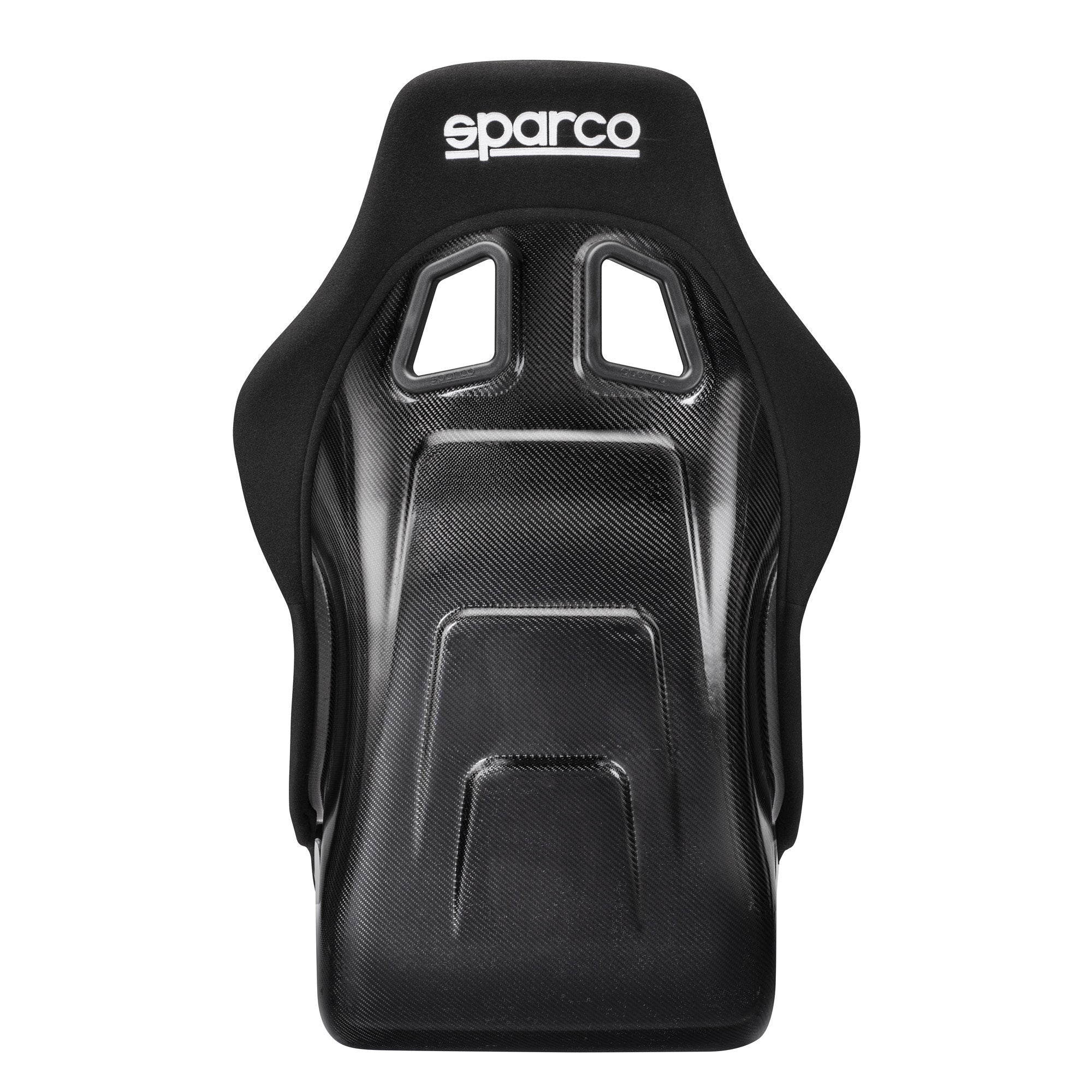 The back of the Sparco QRT Carbon Racing Seat.