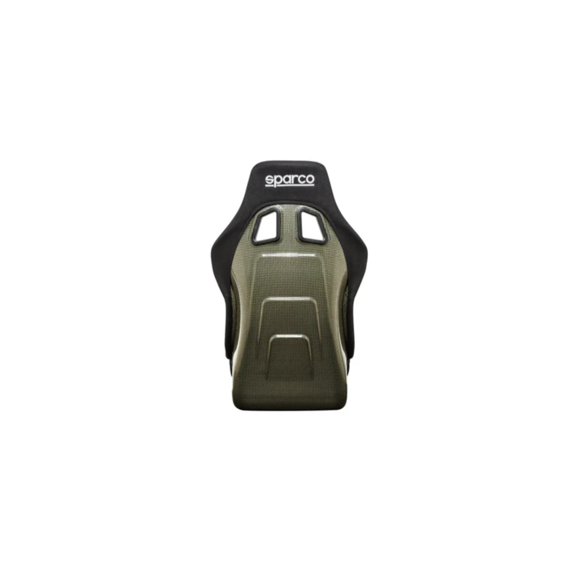 The back of the black Sparco QRT-K X Kevlar Racing Seat.