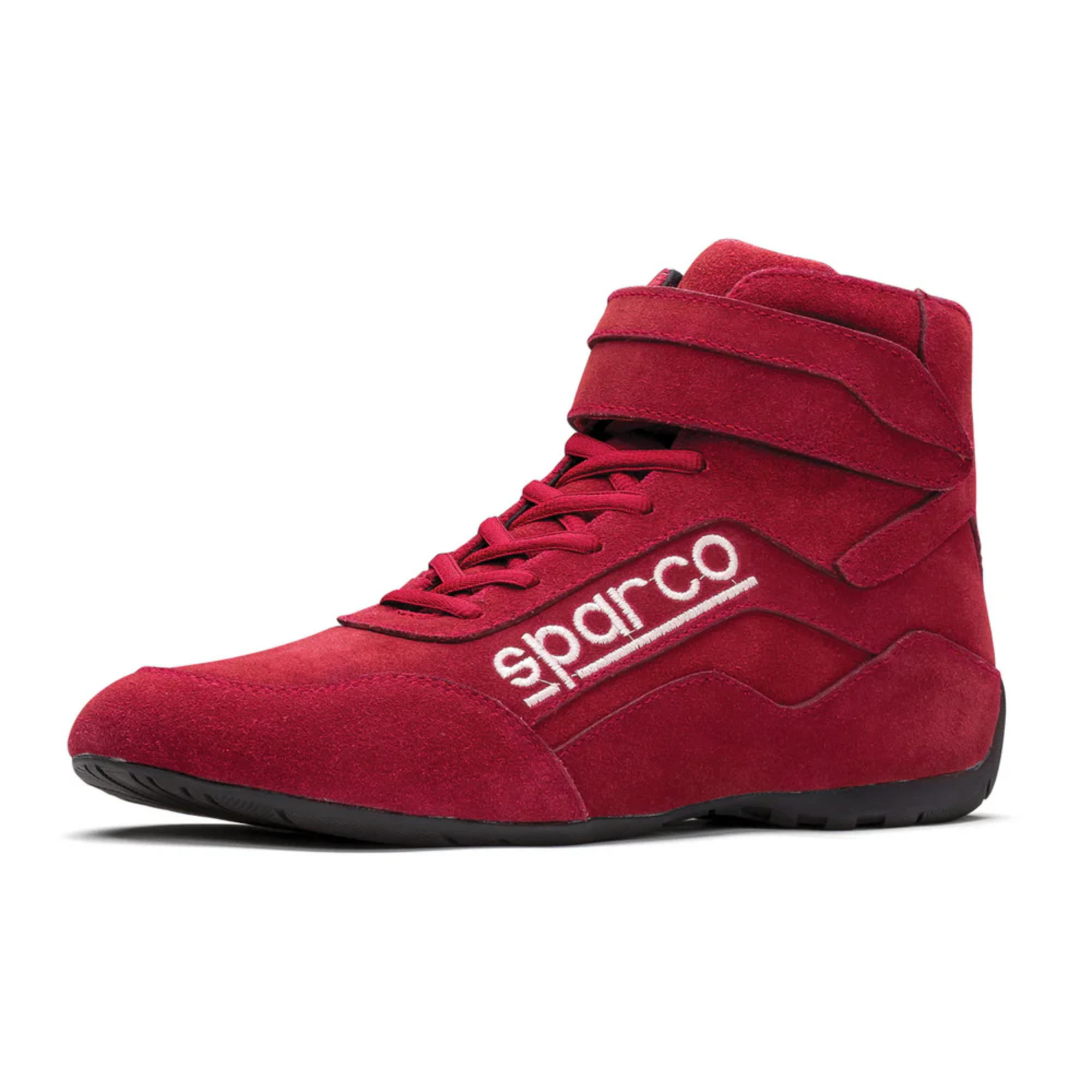 The red Sparco Race 2 Racing Shoes from Sparco at an angle.