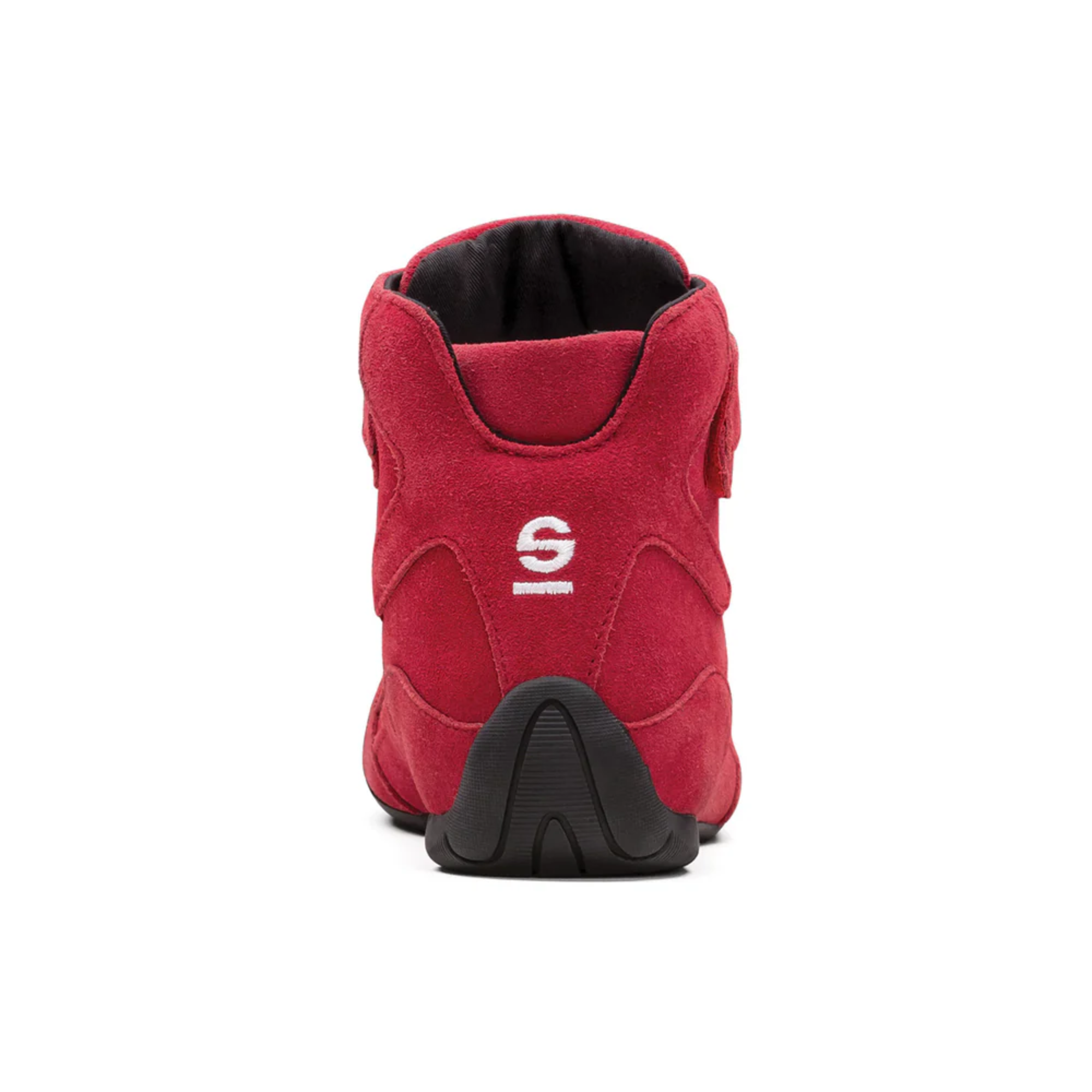 The red Sparco Race 2 Racing Shoes from Sparco from the back showing the heel.