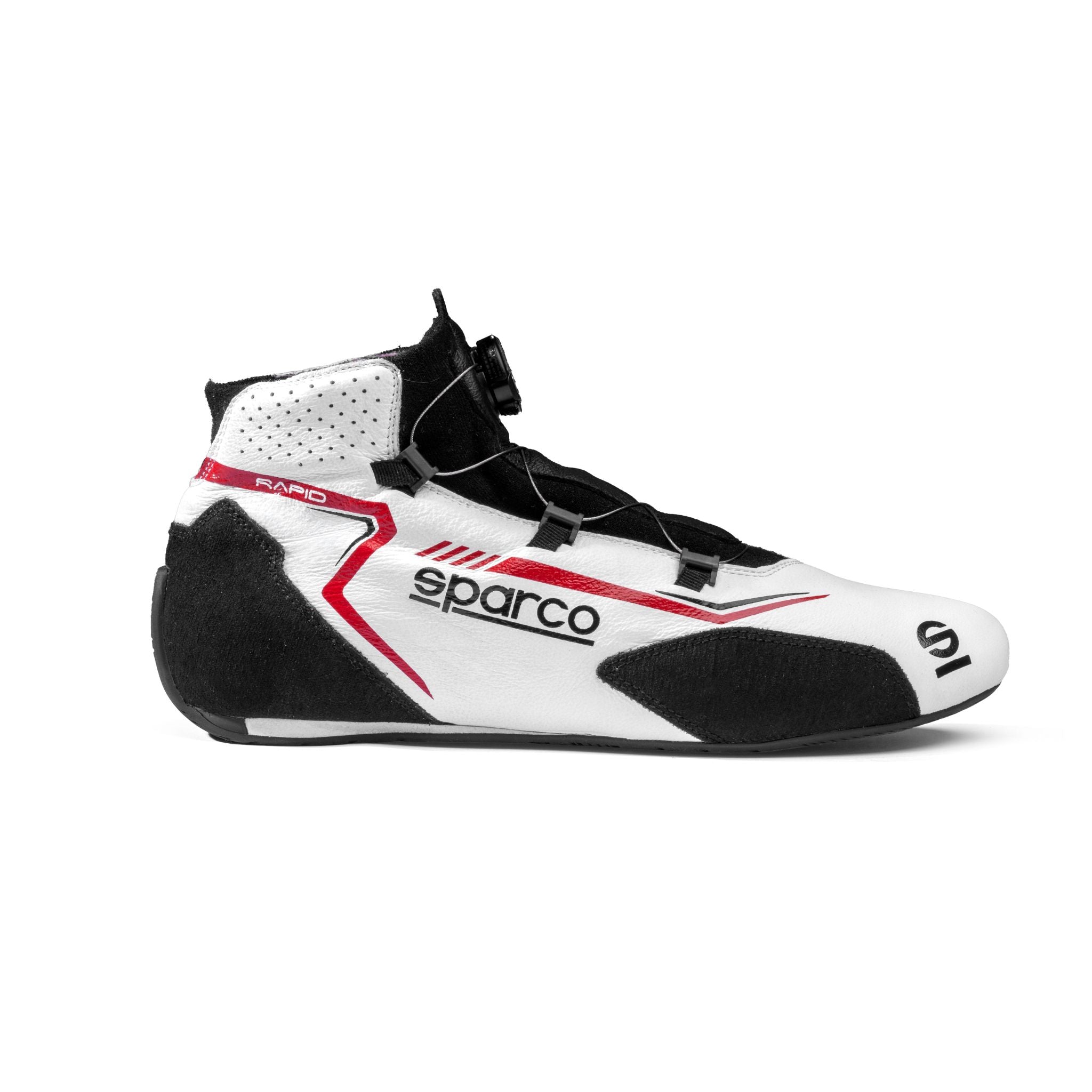 The side of the white Sparco Rapid Racing Shoes.