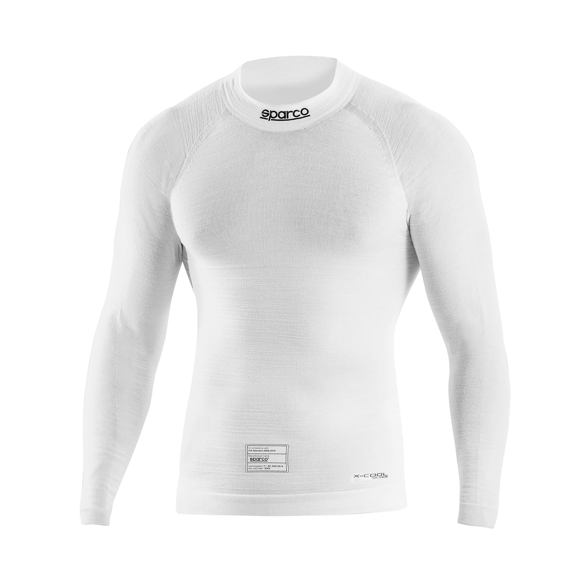 The front of the white Sparco RW-11 Evo Racing Undershirt.