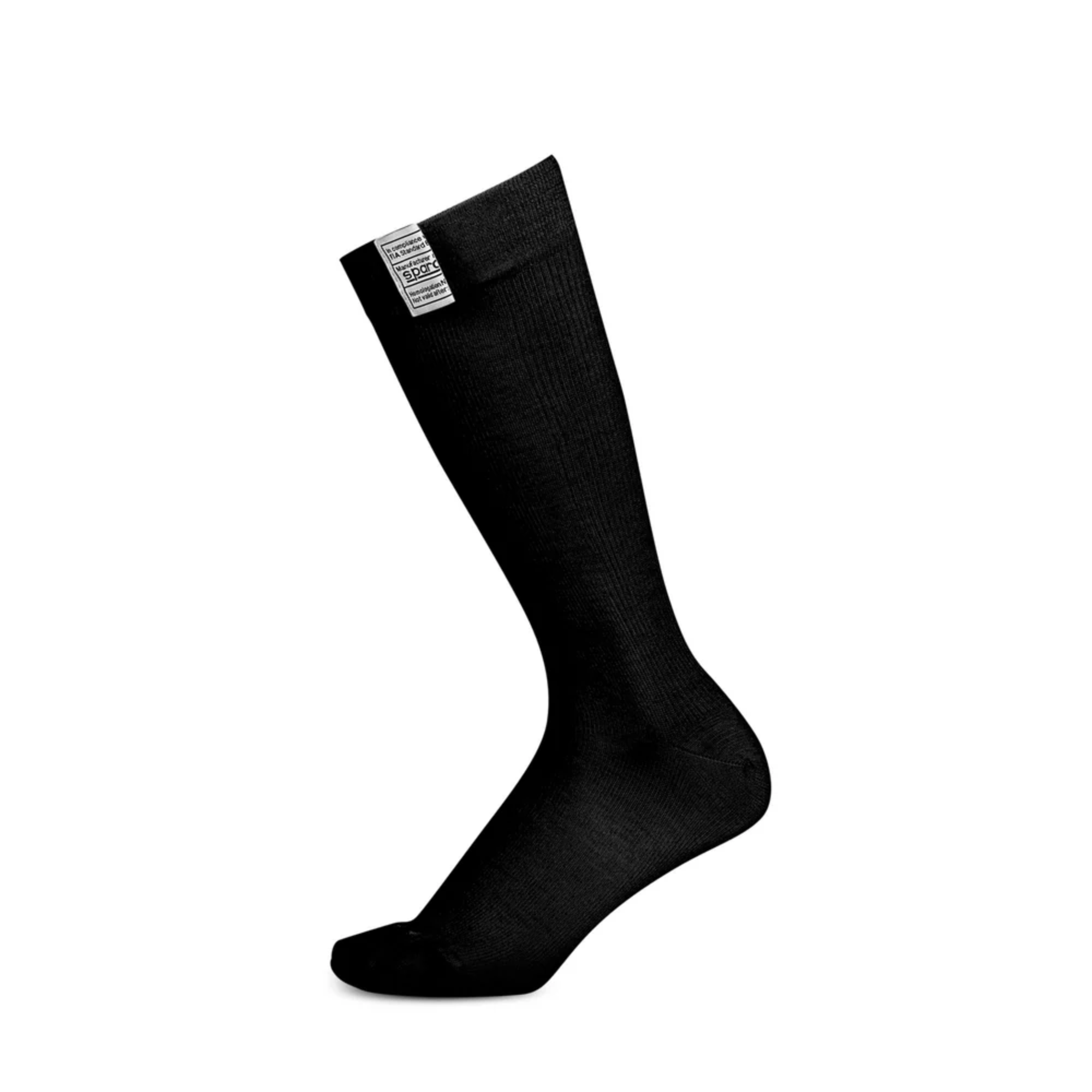 The black, knee high Sparco RW-7 Fire Resistant Racing Socks - FIA 8856-2018.