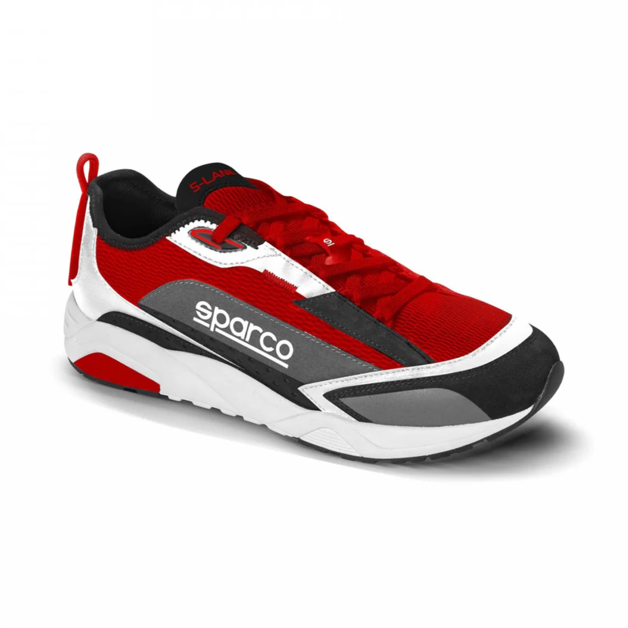 The black and red Sparco S-Lane Shoes at an angle.