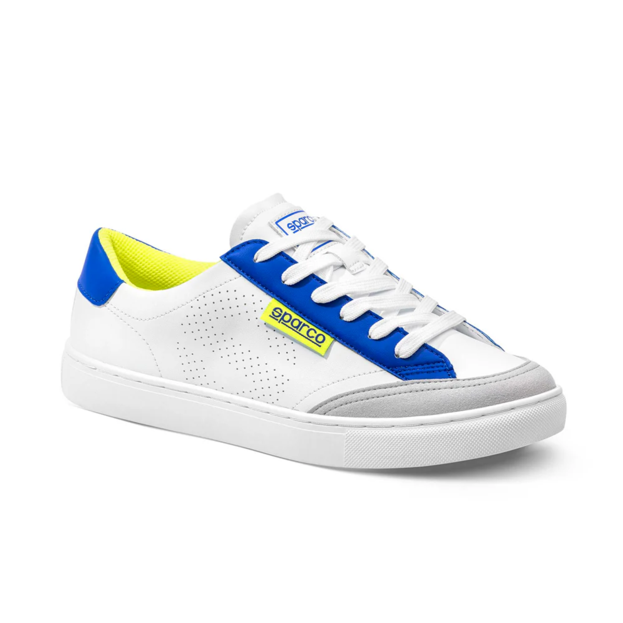 The white, blue and yellow Sparco S-Time Street Shoes.