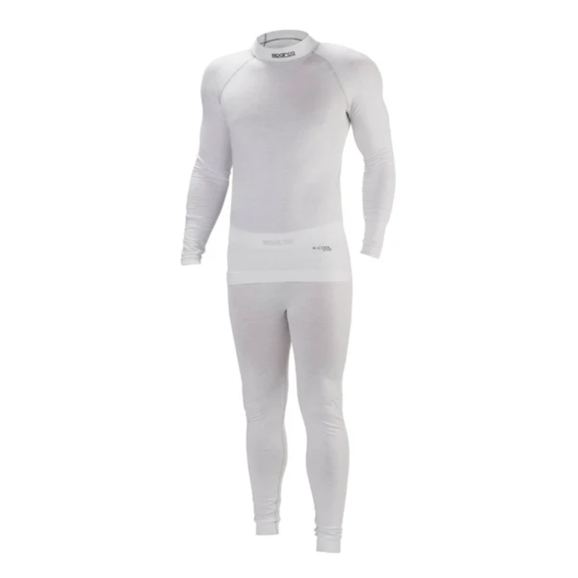 The white Sparco Shield RW-9 Fire Resistant Racing Underpants - FIA 8856-2018 with the matching long sleeve racing shirt.