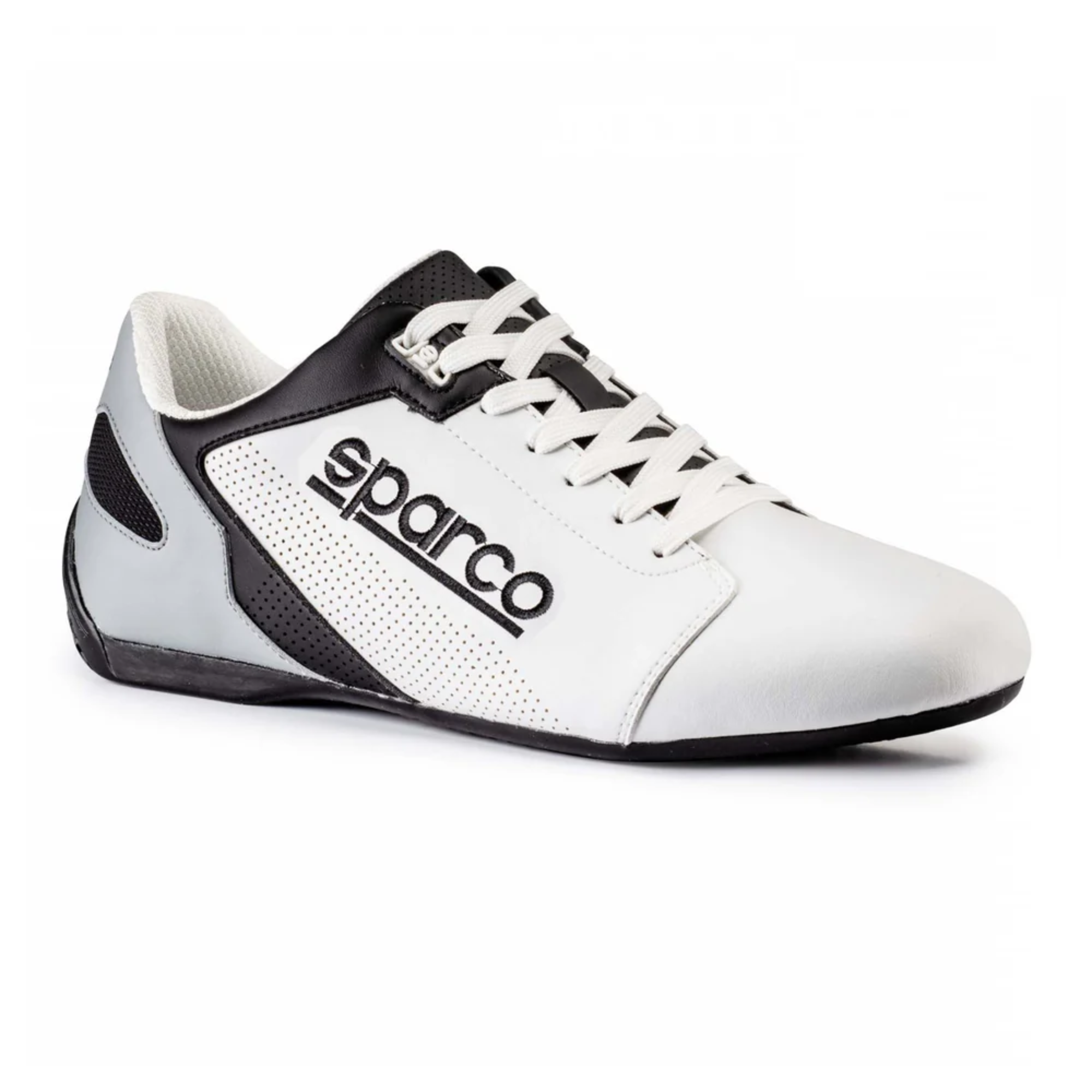 The white and black Sparco SL-17 Street Shoes at an angle.