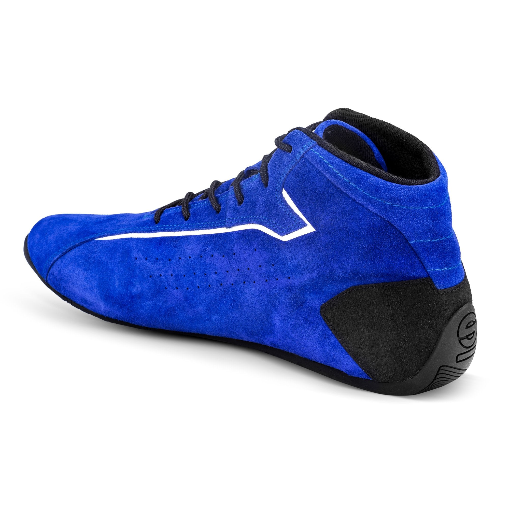 The inside of the blue and black Sparco Slalom+ Cloth Racing Shoes.