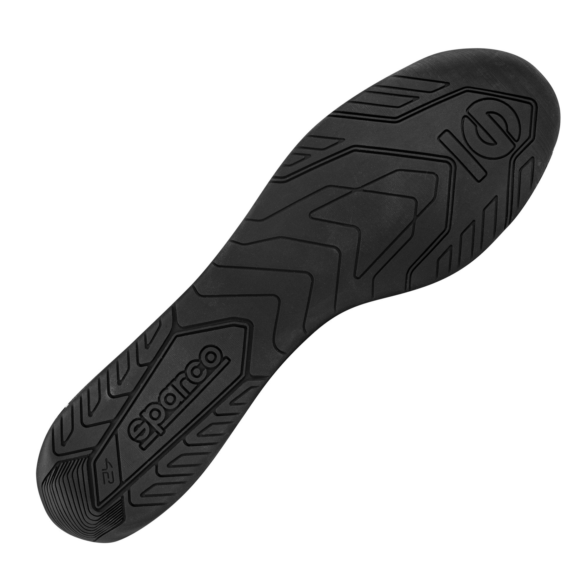 The sole of the Sparco Slalom+ Cloth Racing Shoes. all-groups
