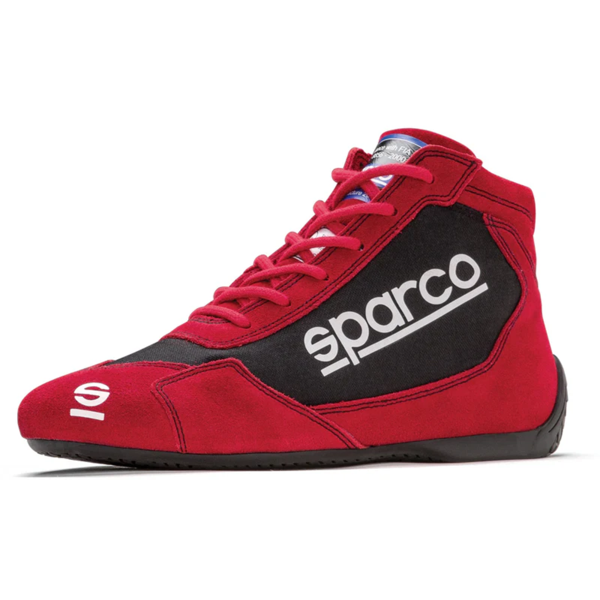 The red Sparco Slalom US Racing Shoes at an angle.