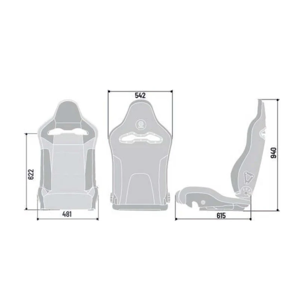 The dimensions of the Sparco SPR Seat.