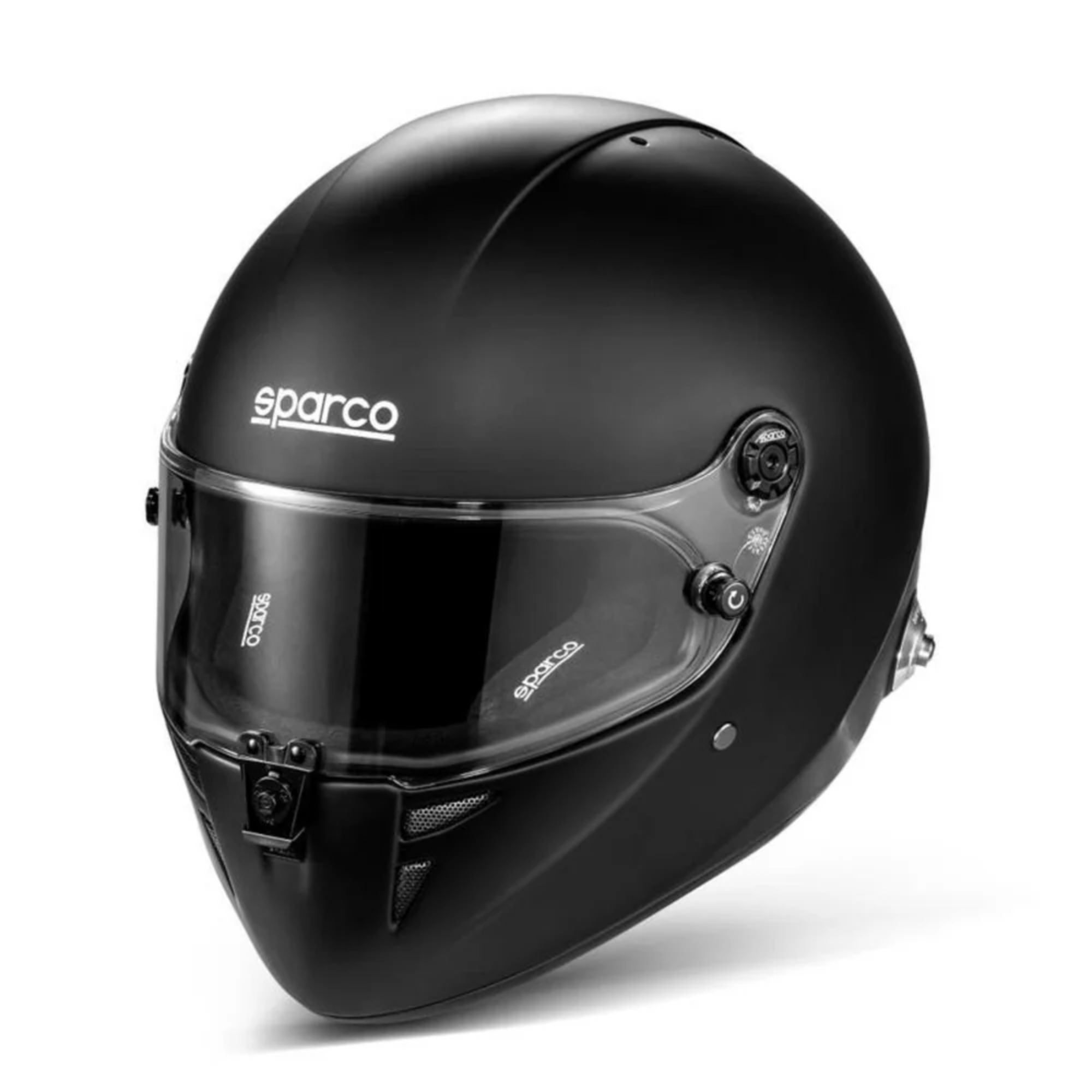 The flat black Sparco Stealth RF Racing Helmet - SA2025 / FIA8859 from Sparco.