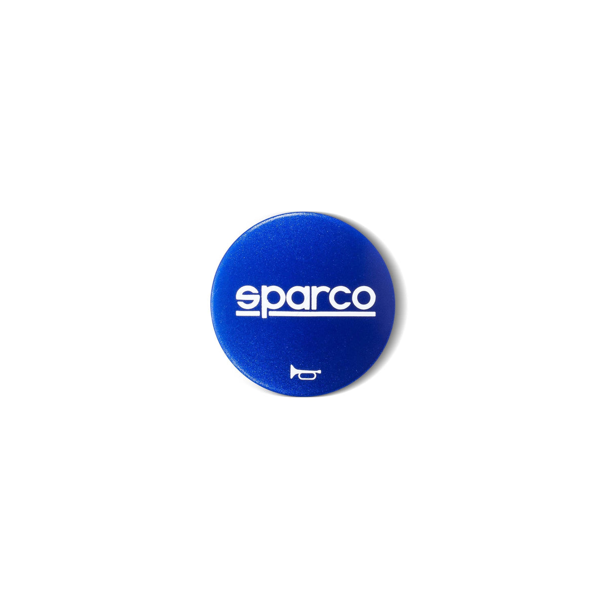 The blue Sparco Steering Wheel Horn Delete Plate.