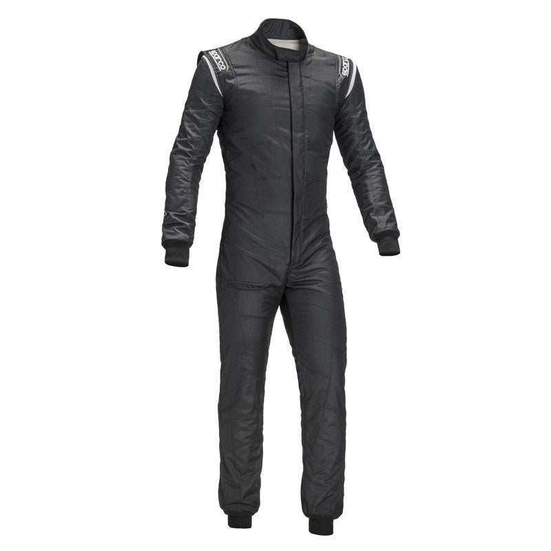 The front of the black Sparco Superleggera RS-9.1 Racing Suit.