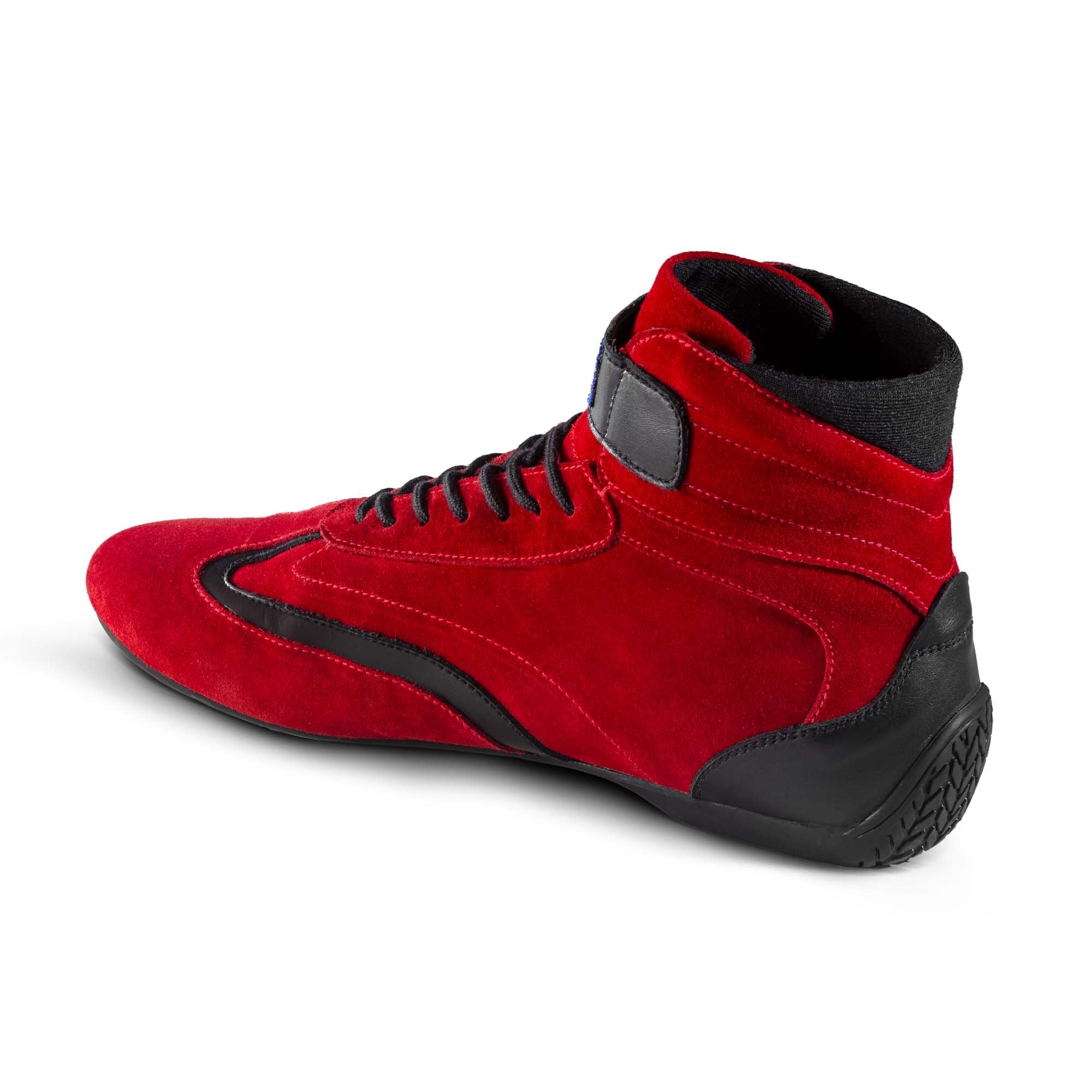 The inside of the red Sparco Top Racing Shoes, showing the heel.