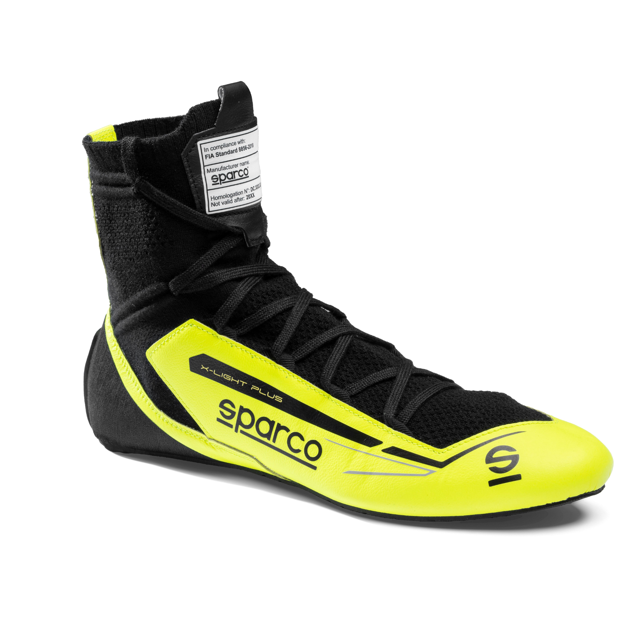The yellow and black Sparco X-Light Plus Racing Shoes.