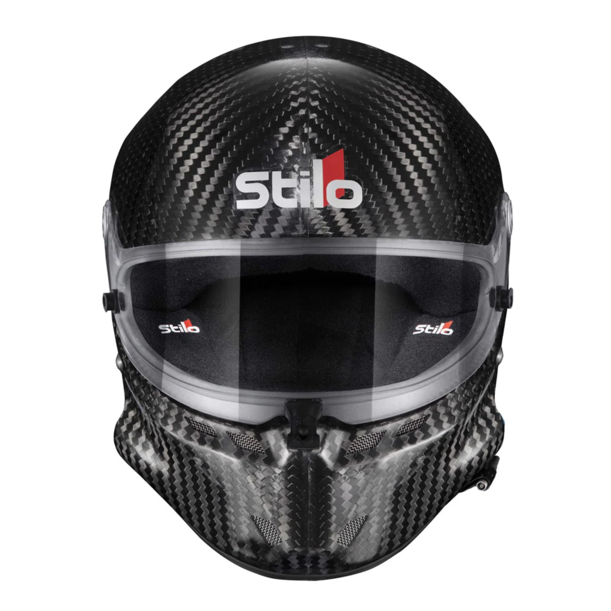 The front of the Stilo ST6 GT Carbon Racing Helmet - FIA8860 from Stilo.