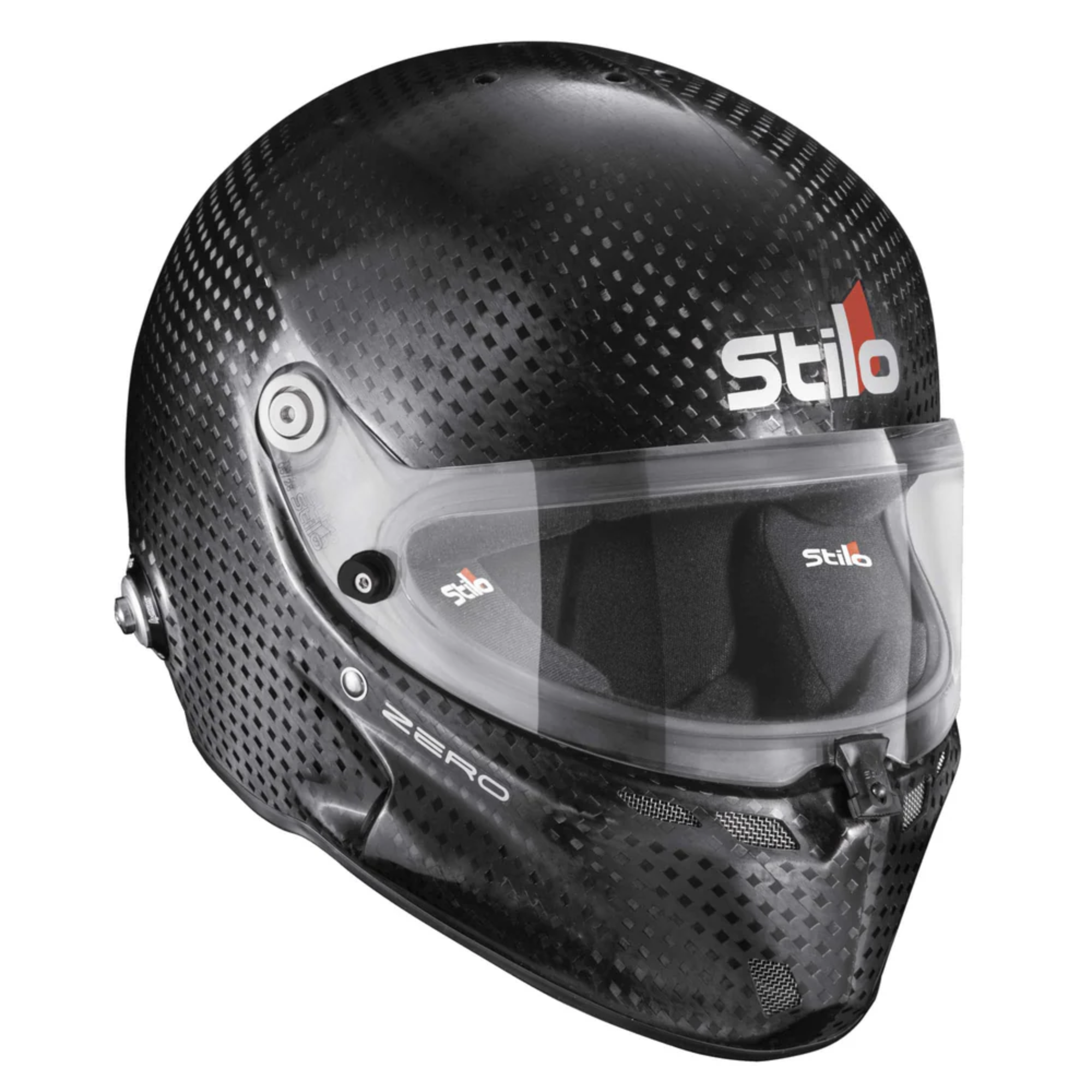 The Stilo ST6 GT Zero Carbon Racing Helmet - FIA8860 from Stilo at an angle.