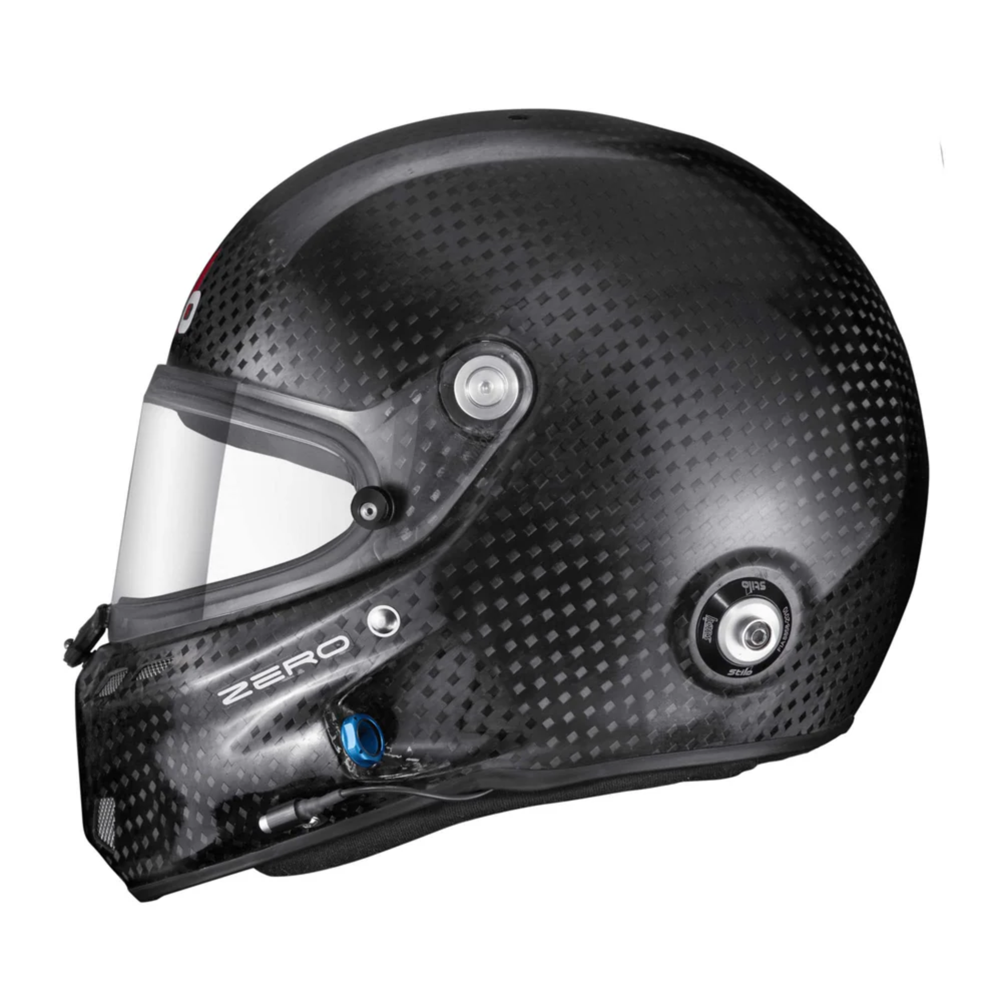 The left side of the Stilo ST6 GT Zero Carbon Racing Helmet - FIA8860 from Stilo.