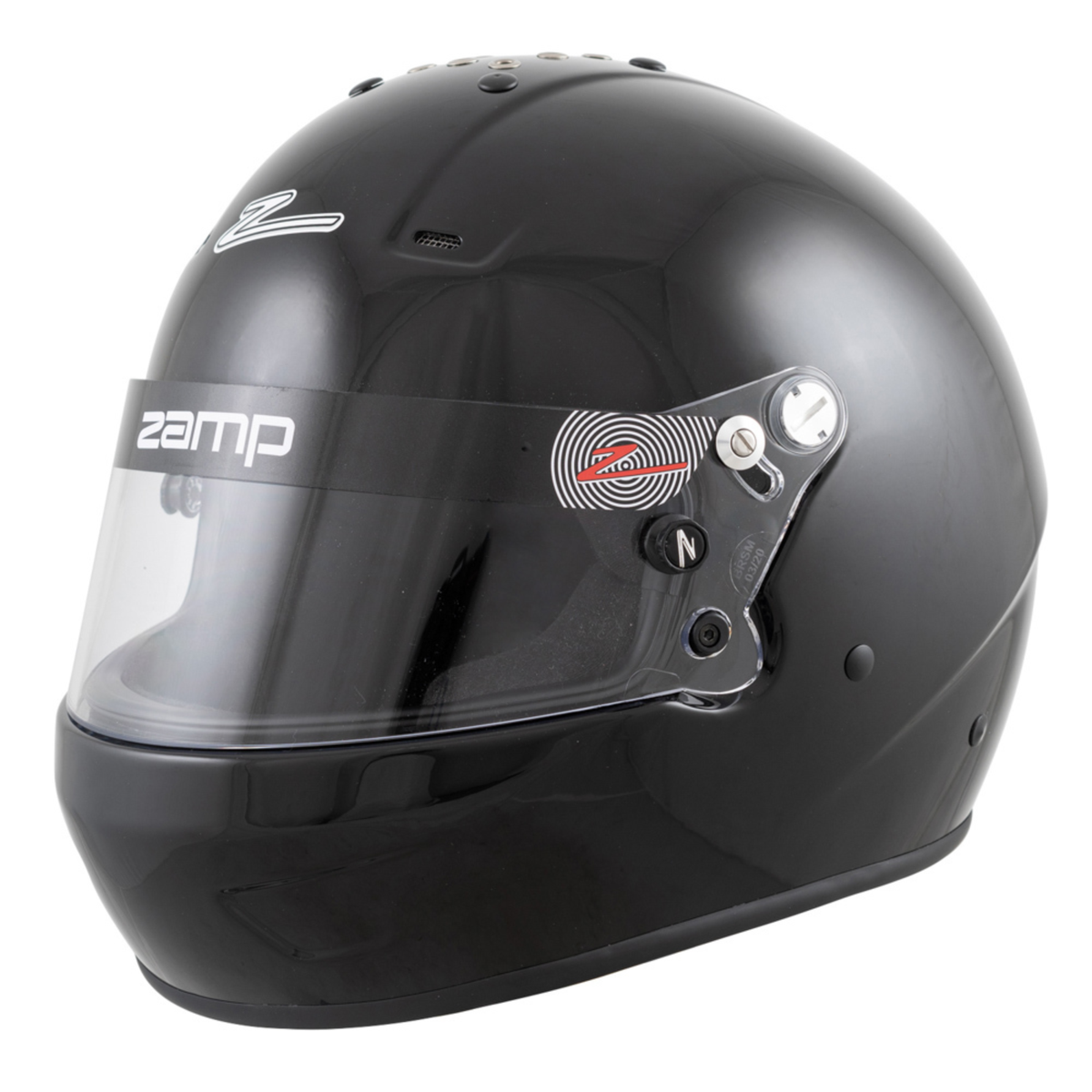 The SA2025 rated Zamp Racing RZ-57 Racing Helmet in gloss black.