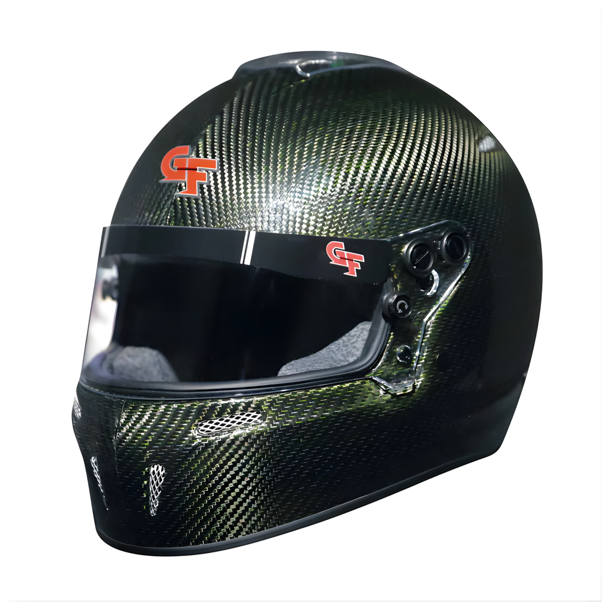 The carbon with green tint G-Force Nighthawk Carbon Fusion SA2020 Helmet from G-Force.