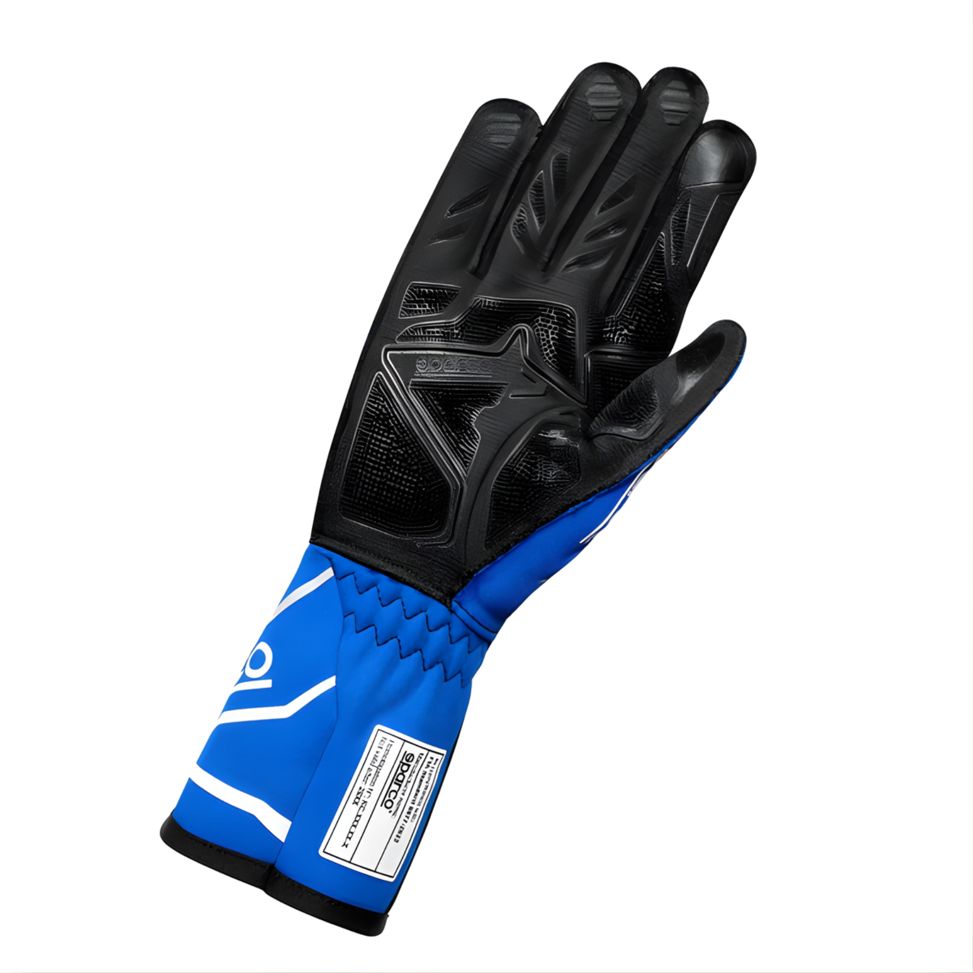 The palm of the blue and black Sparco K-Tide+ Karting Gloves from Sparco.
