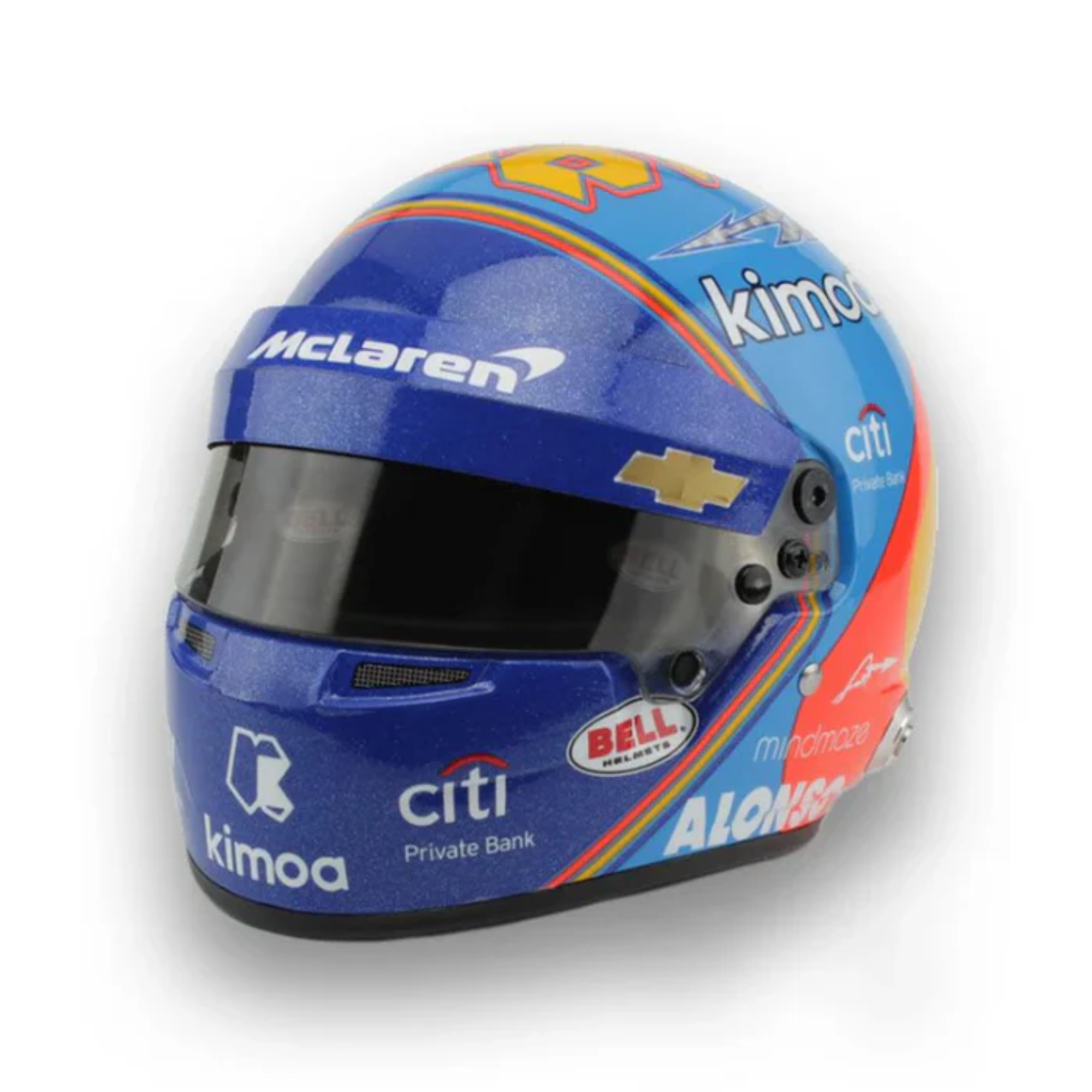 The Fernando Alonso 2019 Indy Mini Bell Helmet from Bell.