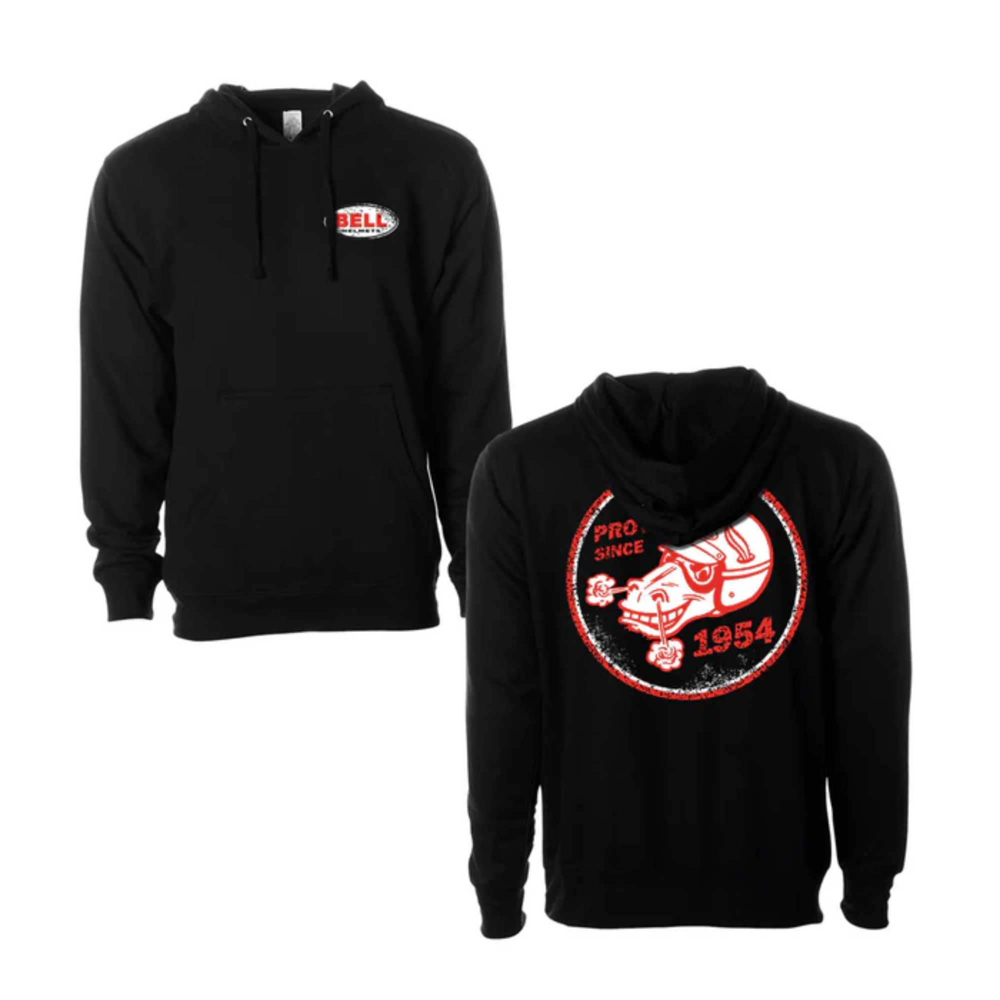 The black Bell Horse Head Hoodie from Bell featuring the Bell logo on the front and horse head design on the back.
