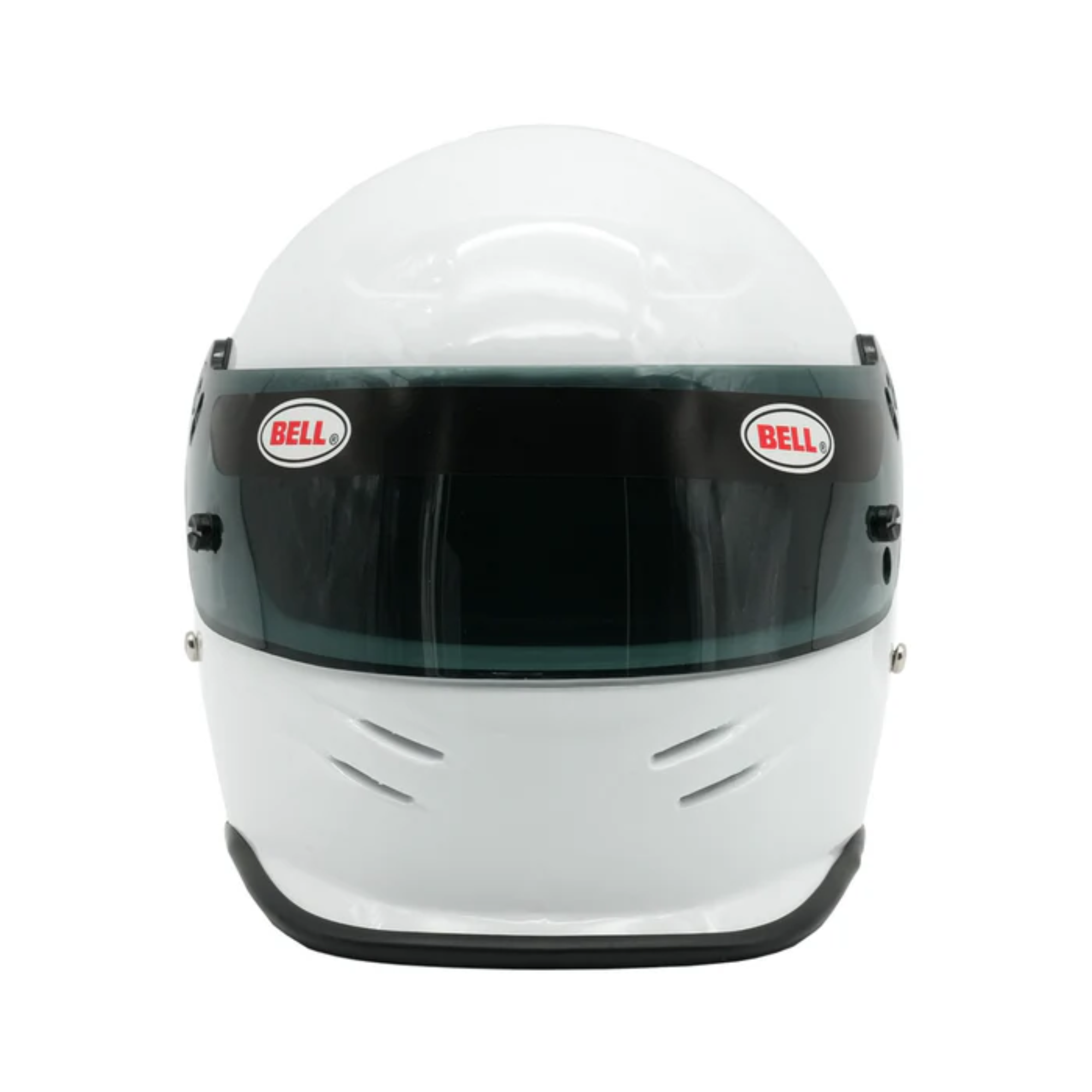 The white Bell K.1 Signature Mini Helmet from Bell from the front.