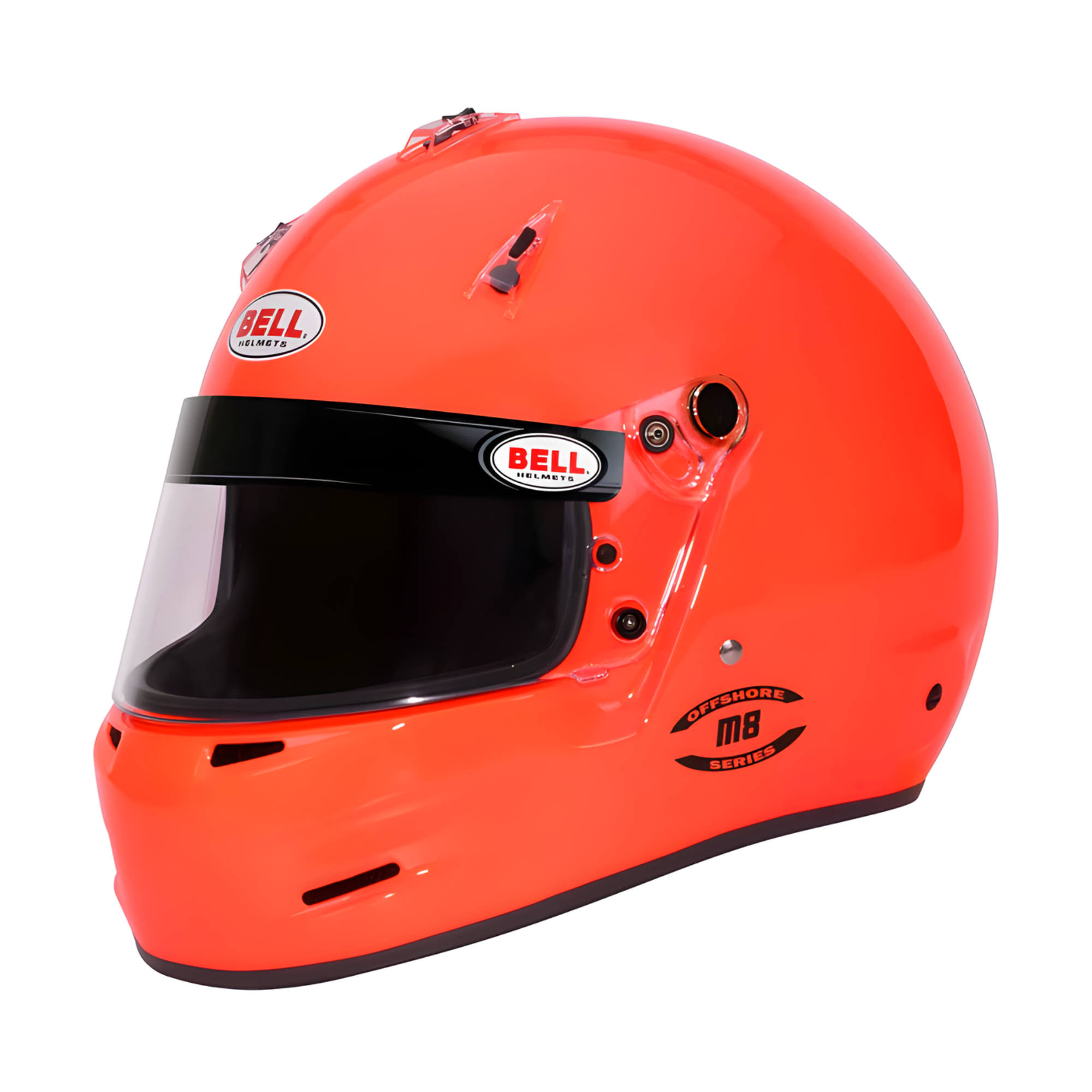 The orange Bell M.8 SA2020 Helmet from Bell, ideal for racing and track days.