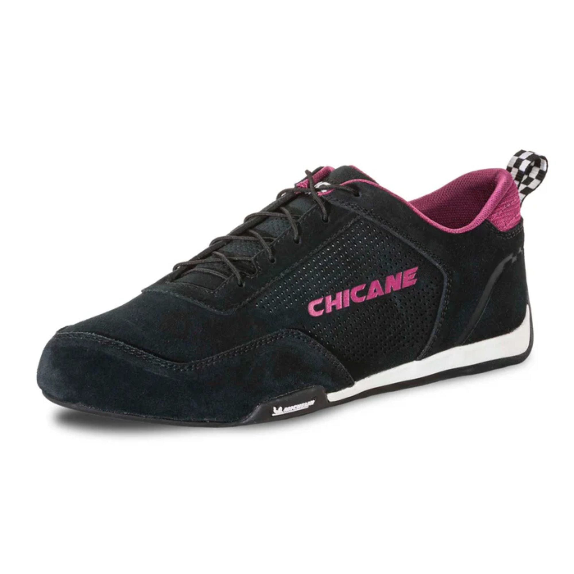 The black Chicane Speedster Women's Shoes from Chicane with pink accents.