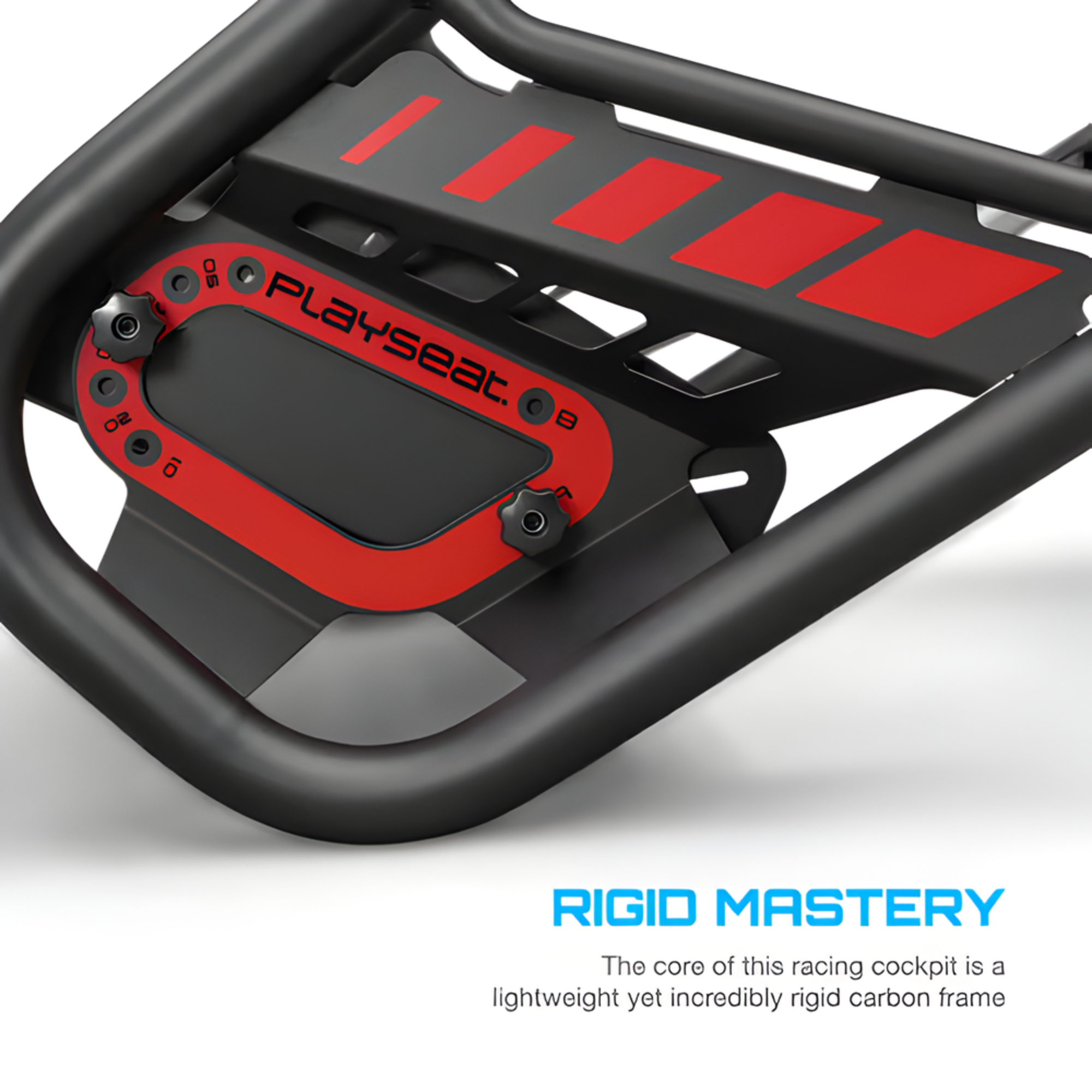 The red Playseat Trophy from Playseat highlighting the rigid mastery with more information.