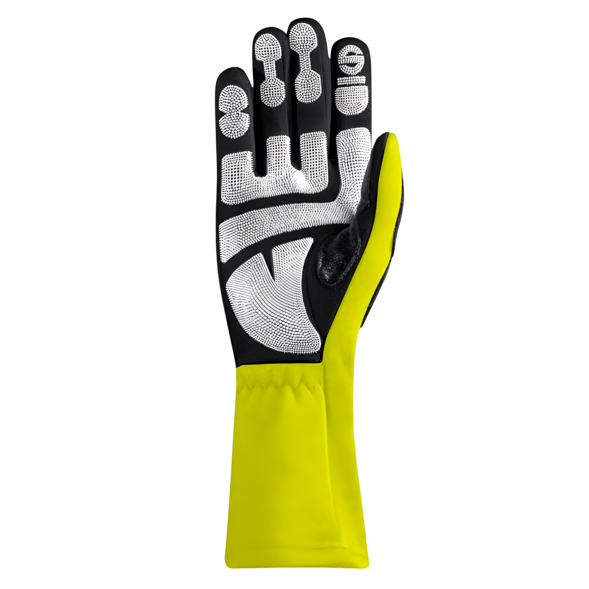 The palm of the yellow Sparco R-Tide Meca FIA Crew Gloves from Sparco.