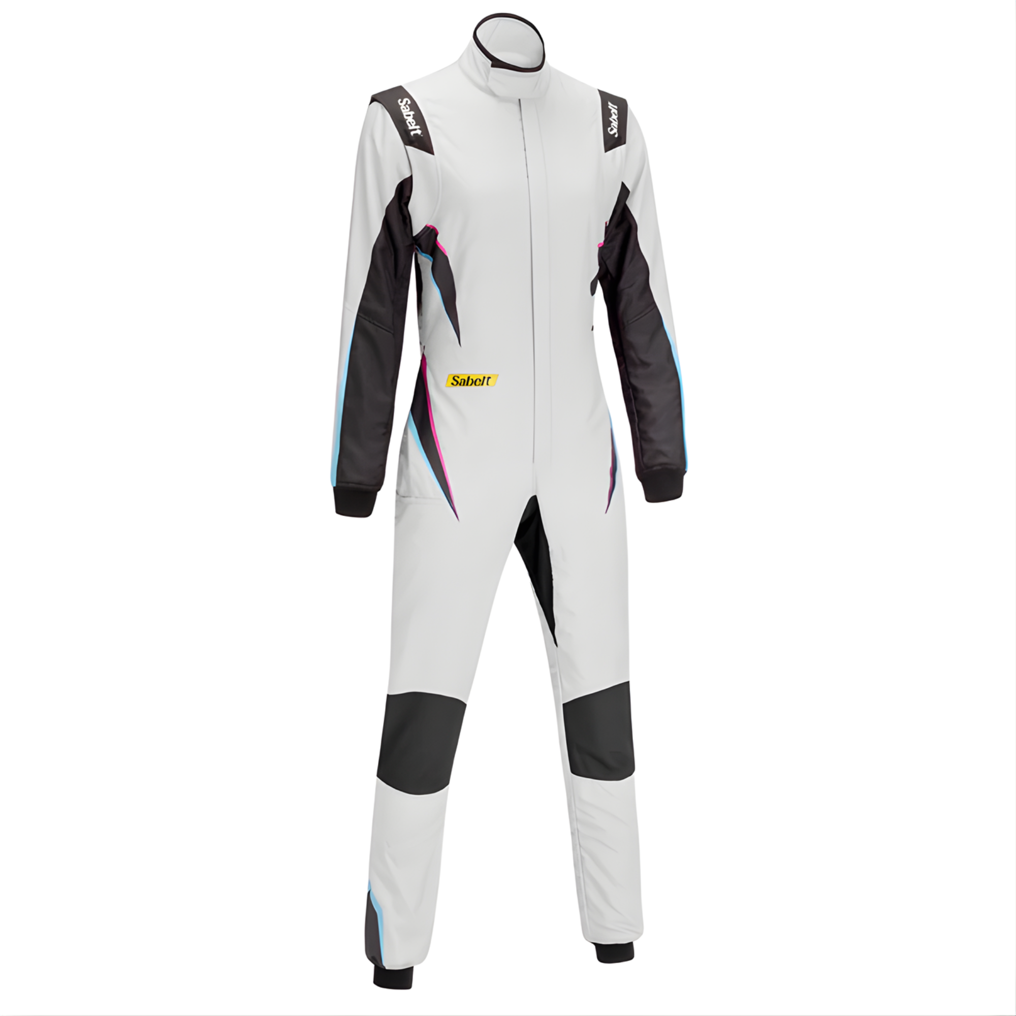The front of the white Sabelt Hero Superlight TS-10 Ladies Racing Suit from Sabelt.
