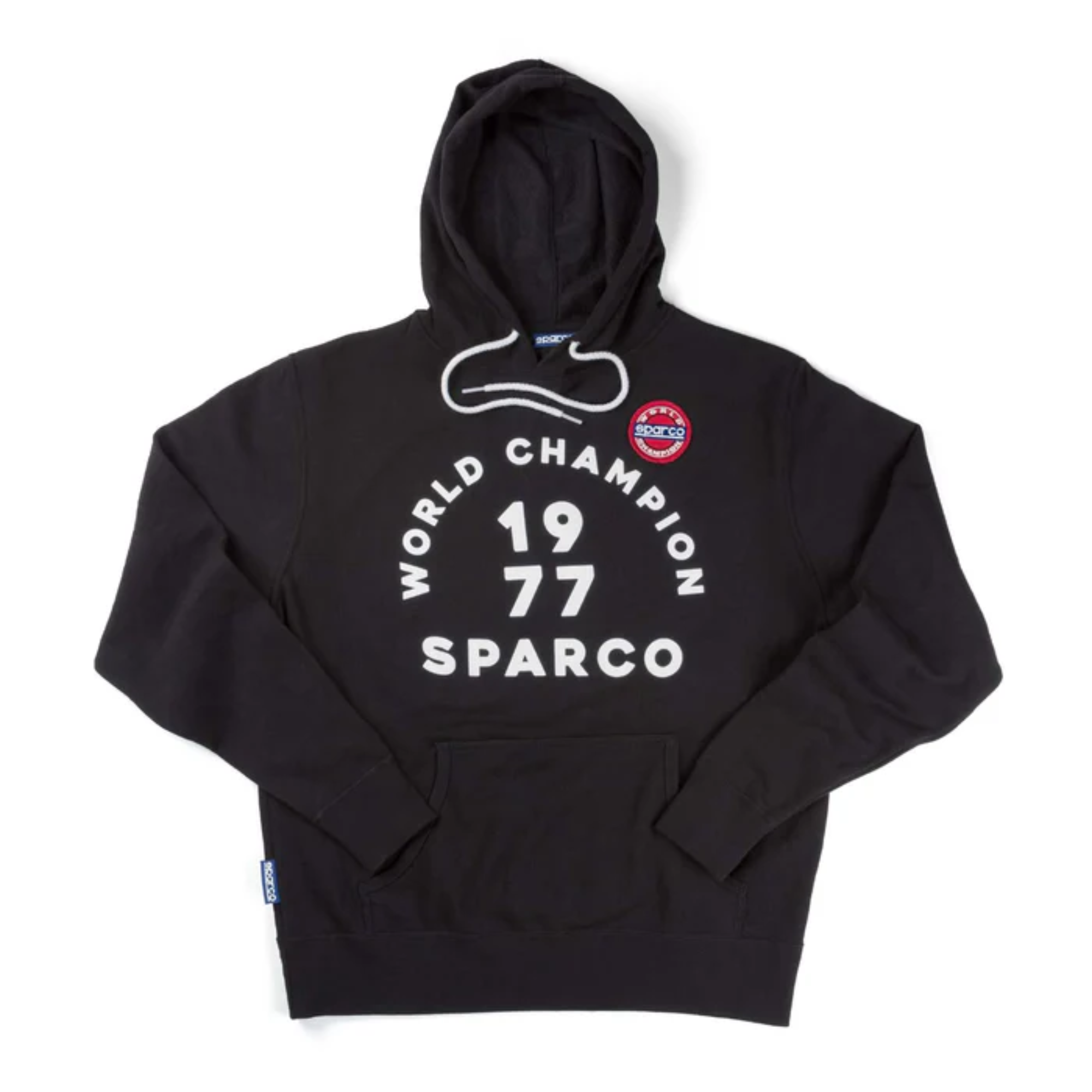 The black Sparco 77 Hooded Sweatshirt from Sparco.
