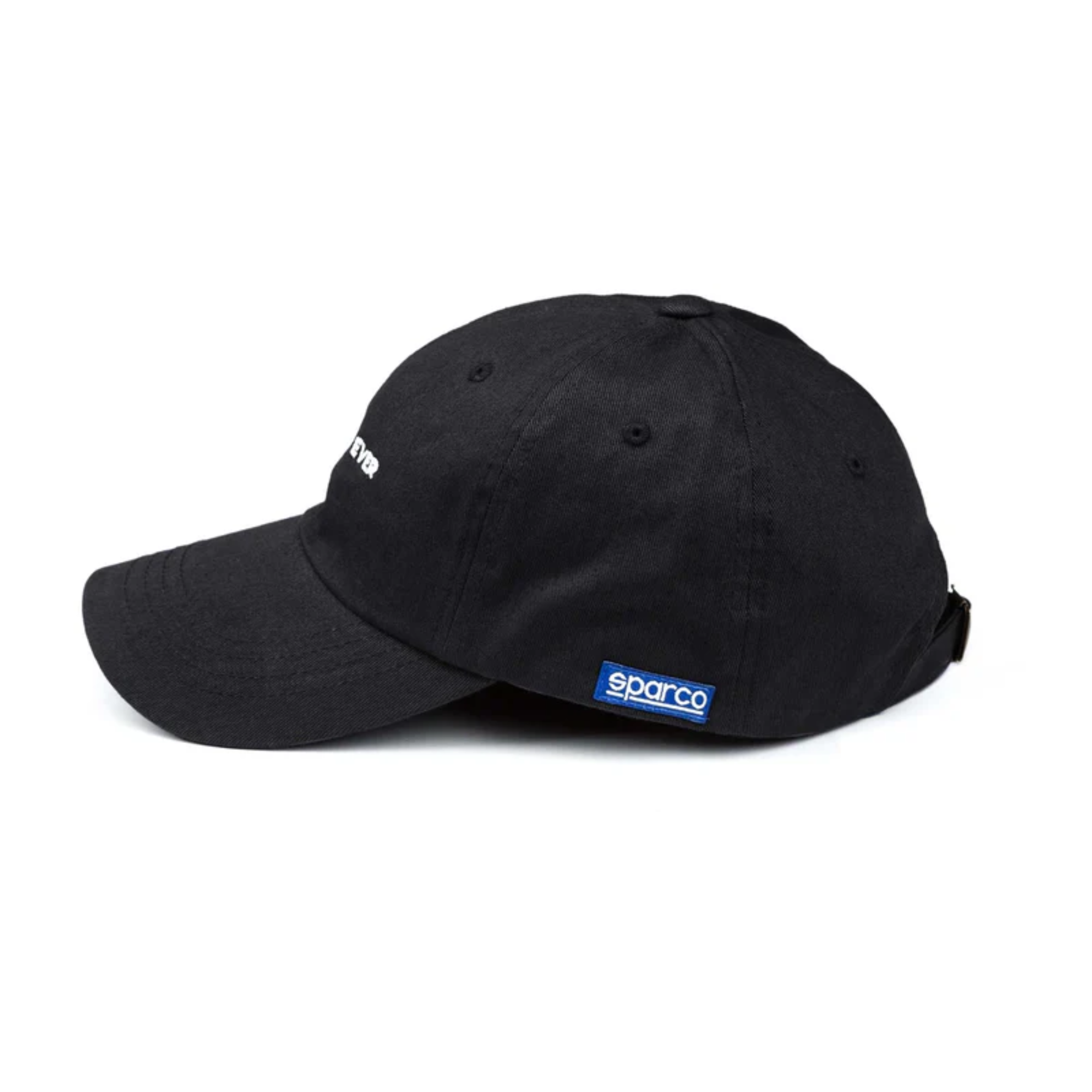 The black Sparco Best Driver Ever Cap from Sparco from the side.