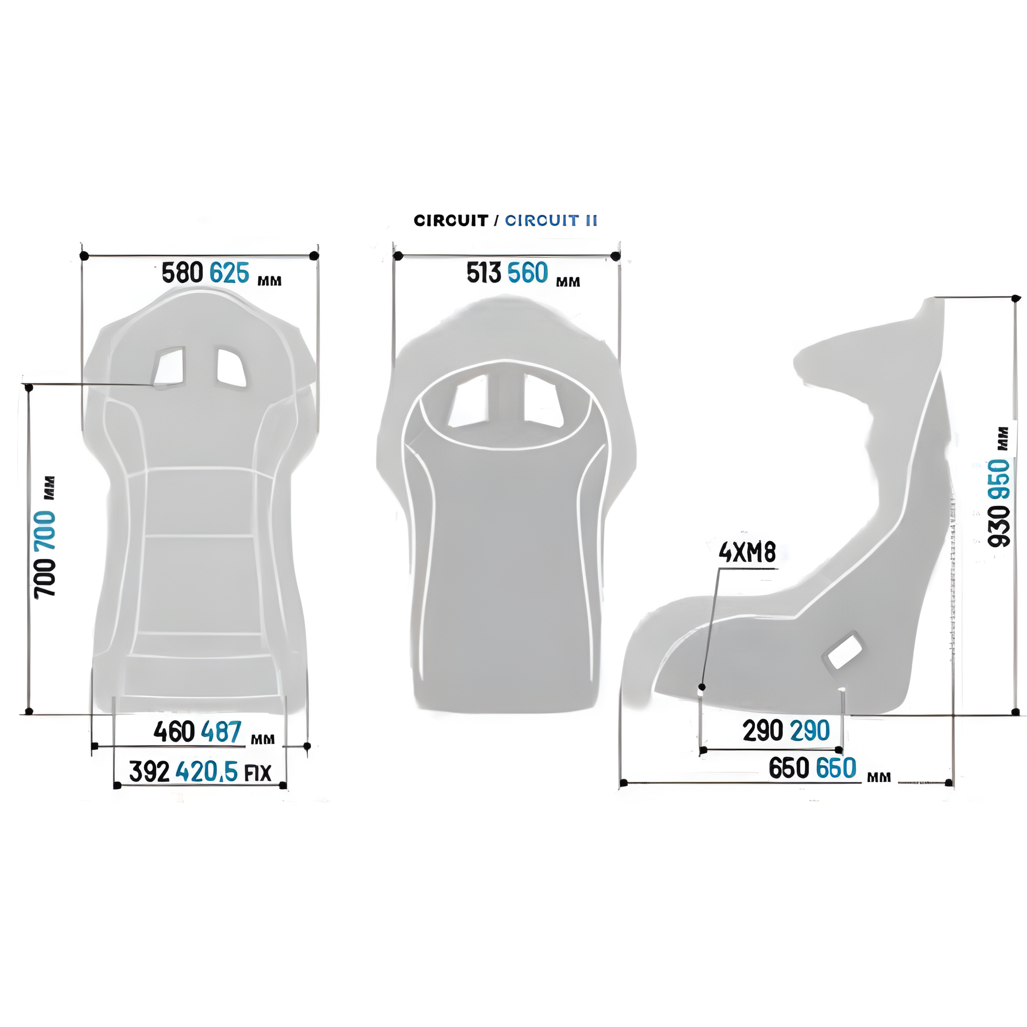 The dimensions of the Sparco Circuit II Gaming Seat from Sparco. This seat is not FIA rated.