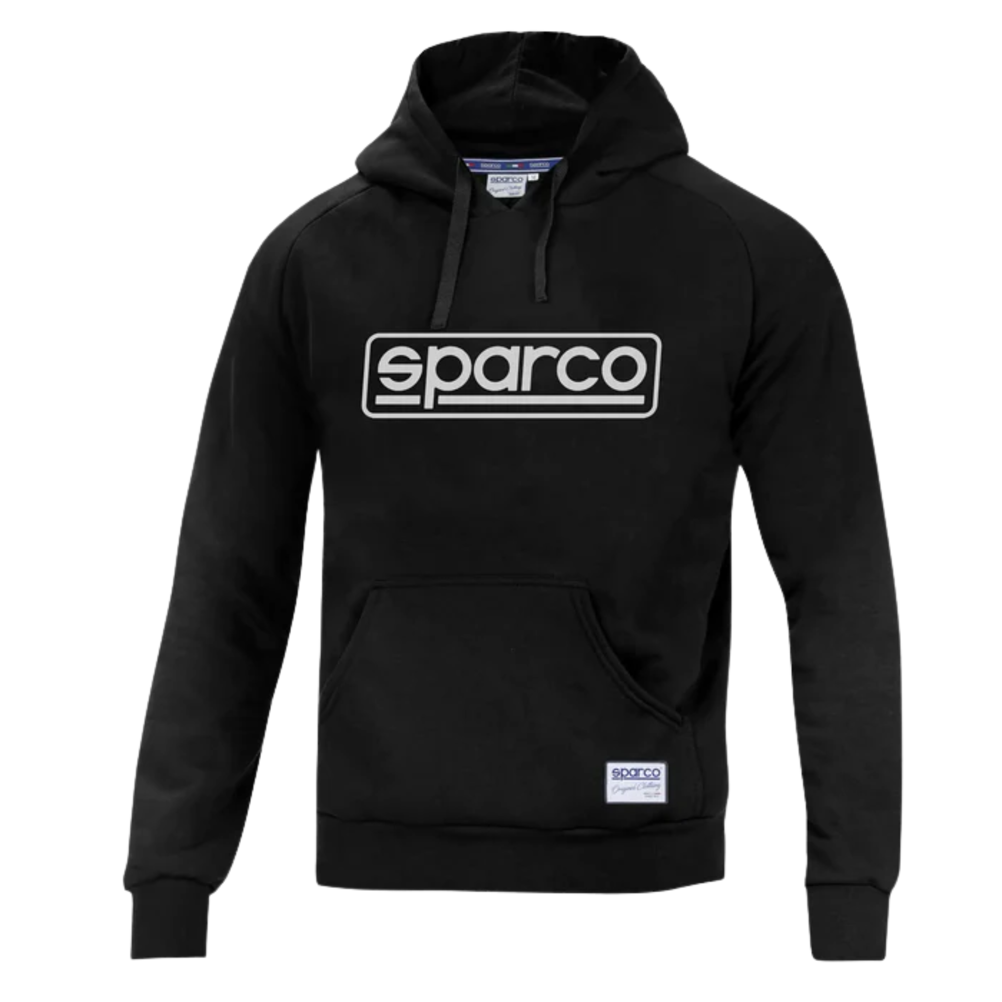The front of the black Sparco Frame Hoodie from Sparco.