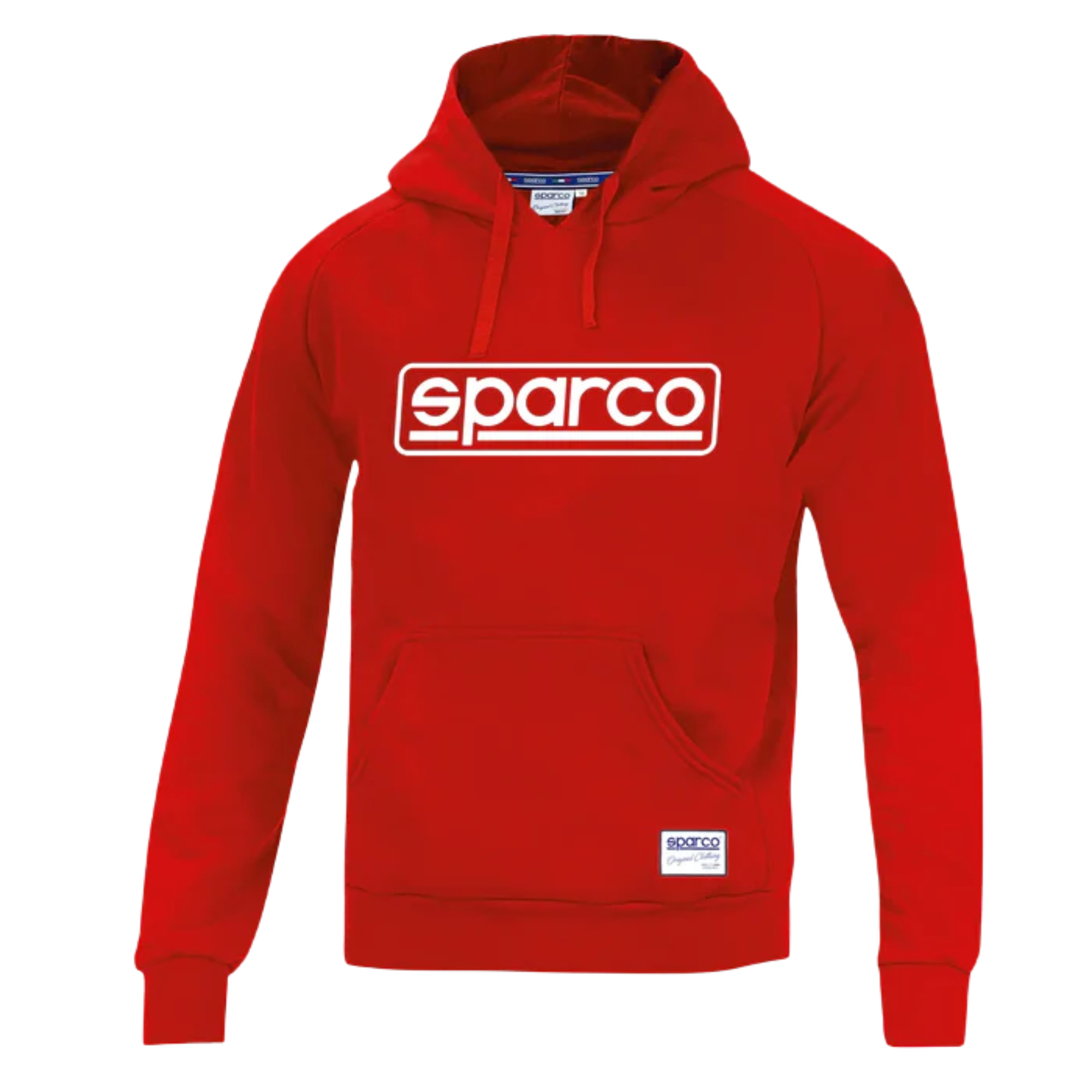 The front of the red Sparco Frame Hoodie from Sparco.