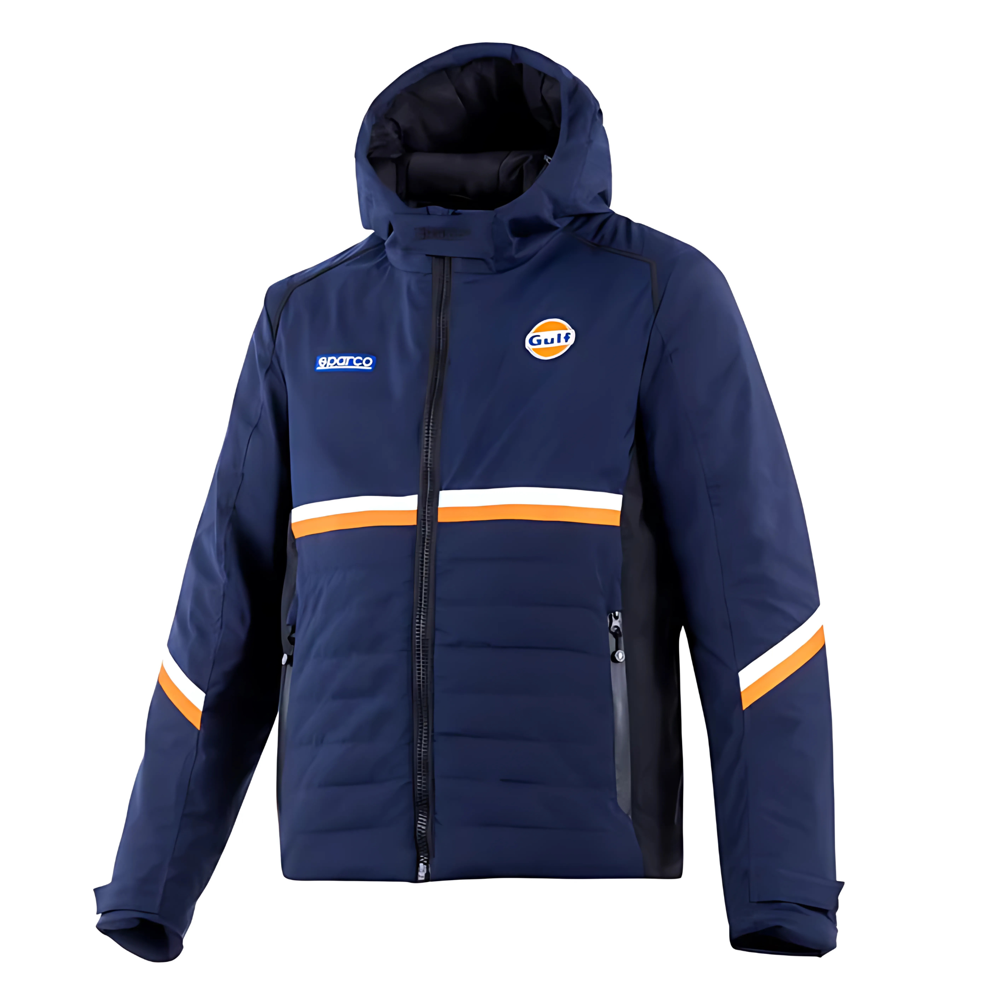 The front of the navy blue Sparco Gulf Winter Jacket from Sparco.