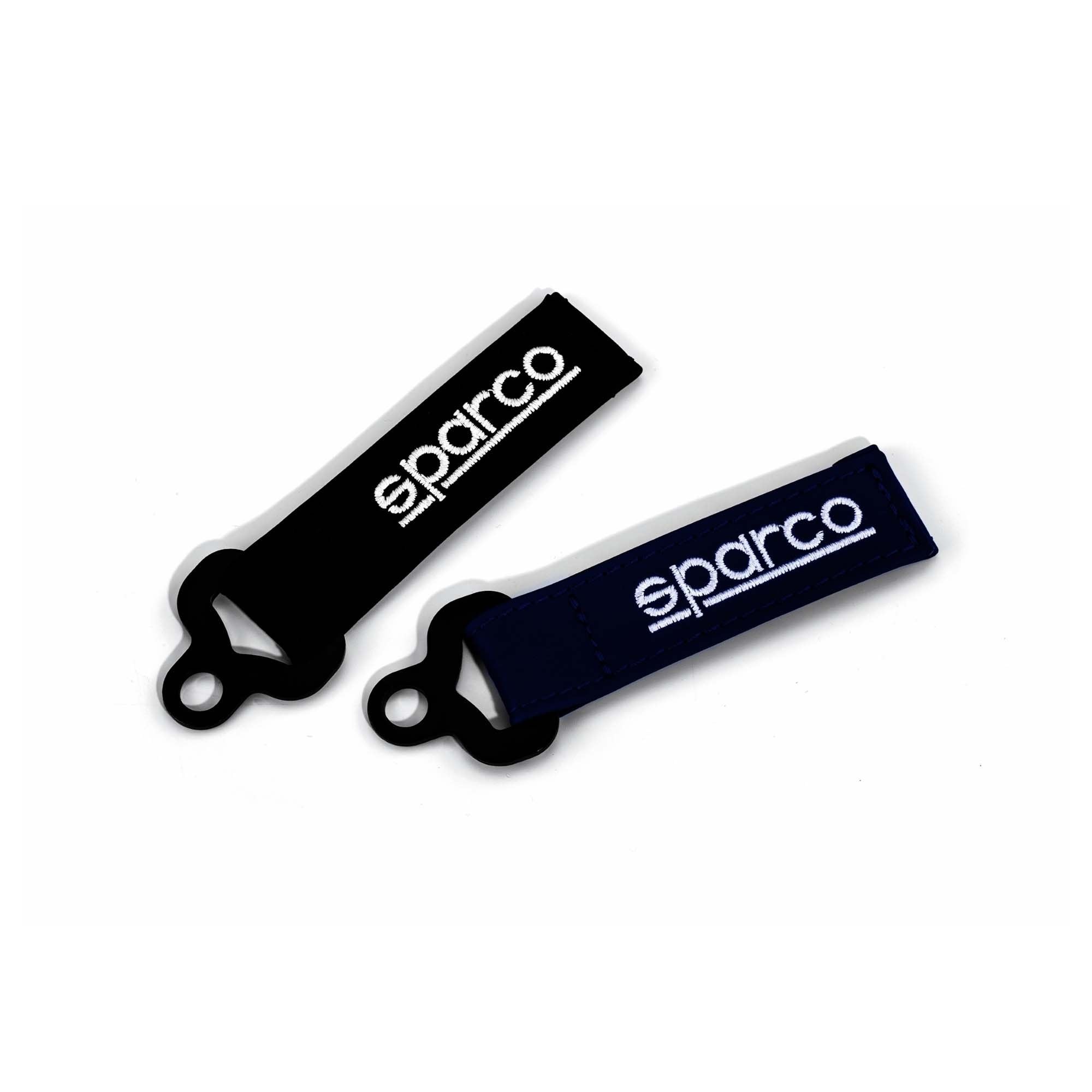 The blue and black Sparco Leather Keychain from Sparco.