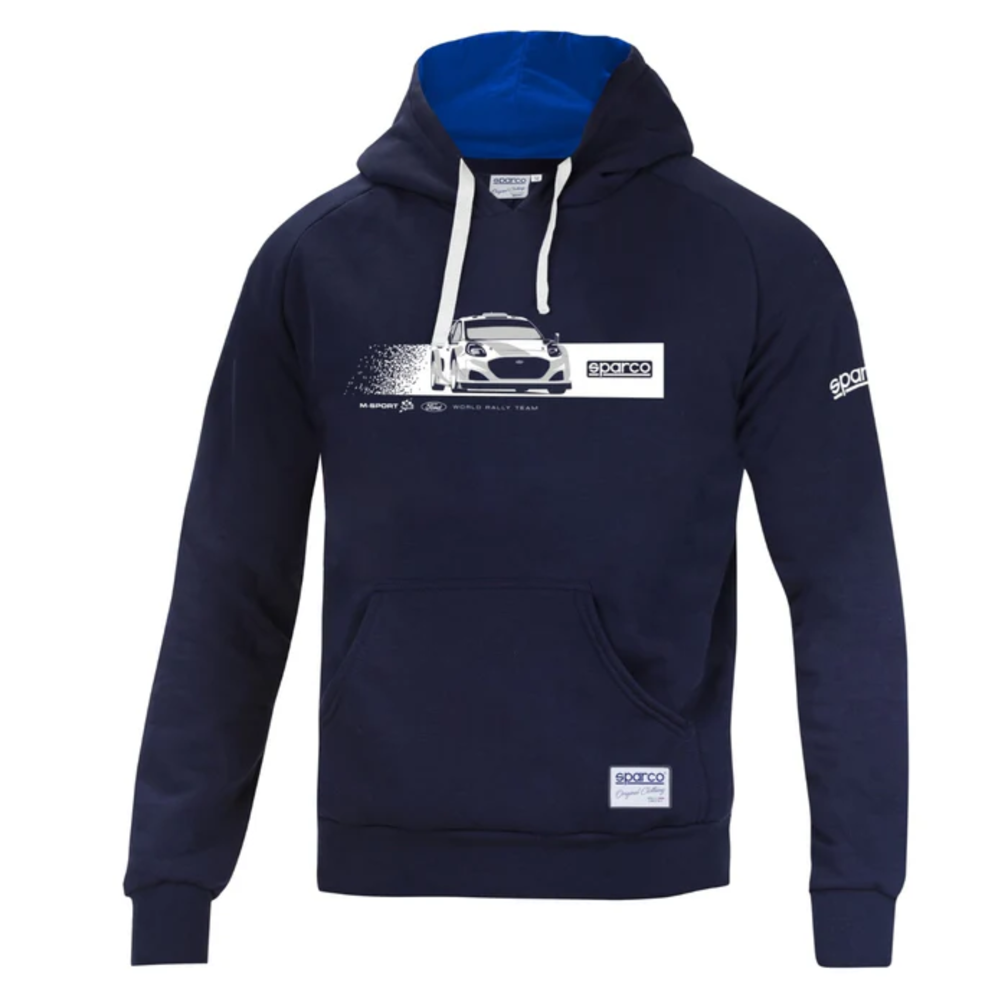 The navy blue Sparco M-Sport World Rally Team Hoodie from Sparco.