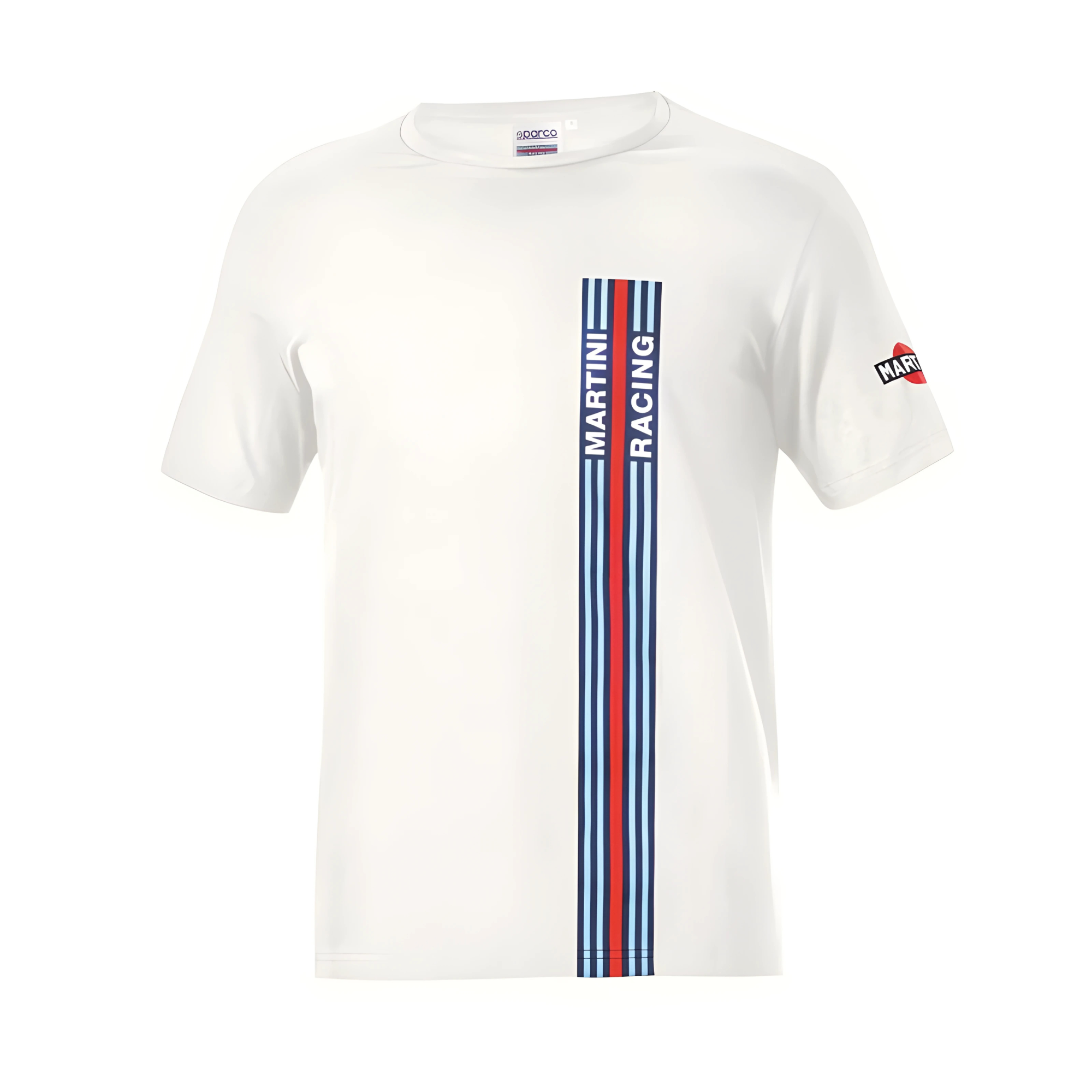 The white Sparco Martini Big Stripes T-Shirt from Sparco.