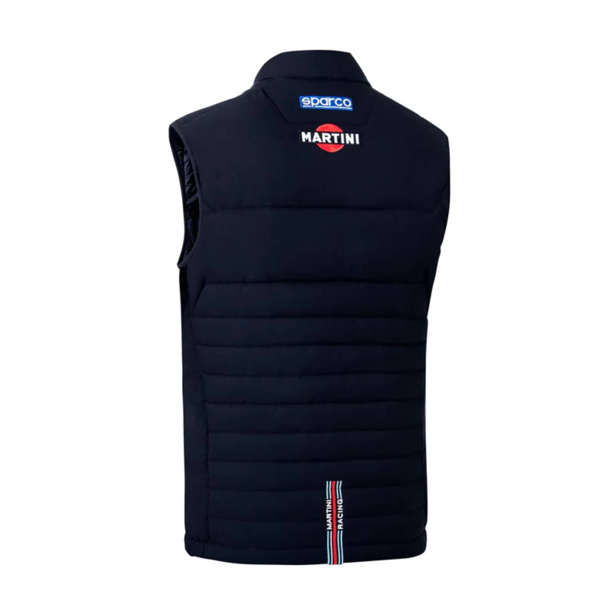 The back of the navy blue Sparco Martini Frame Vest Jacket from Sparco.