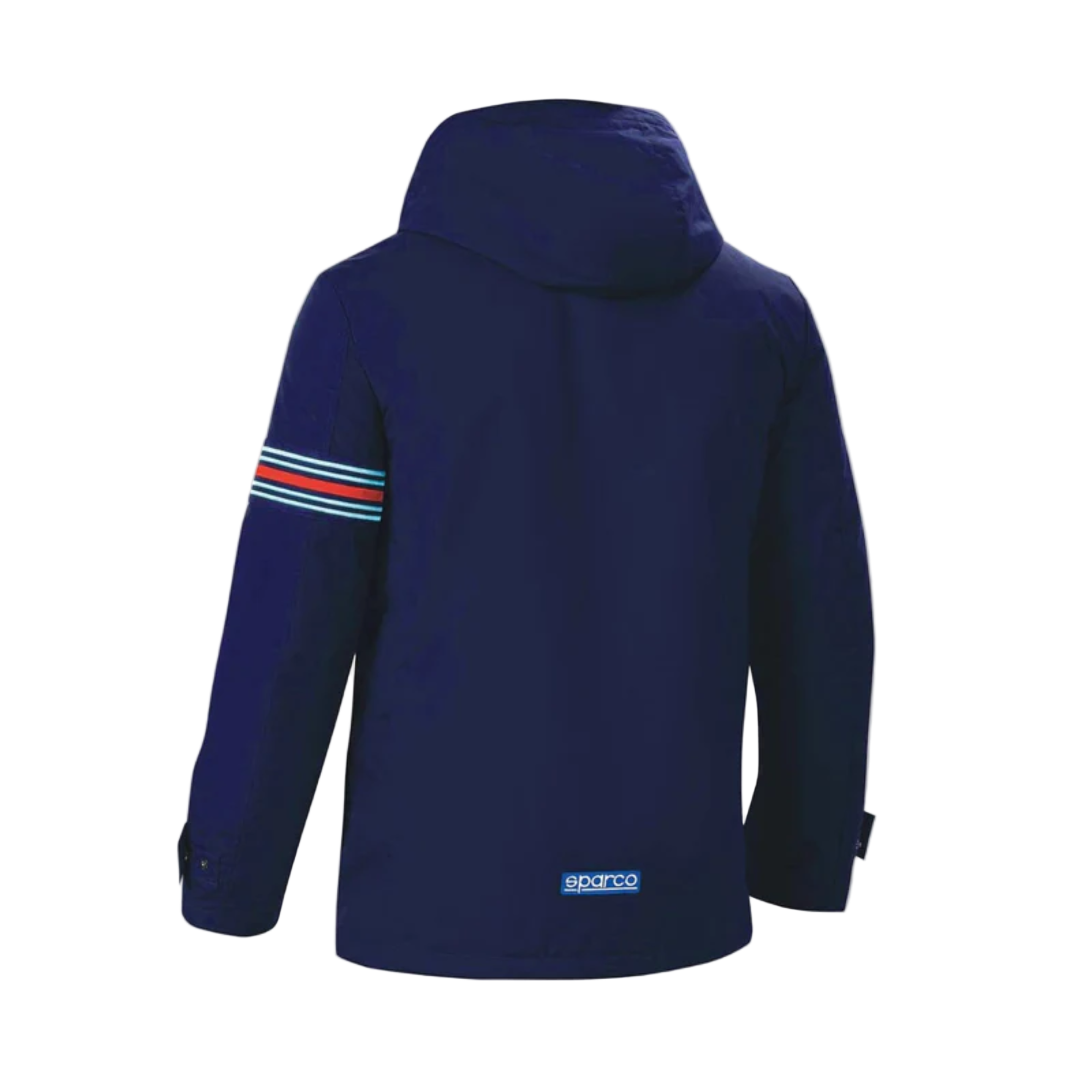 The back of the navy blue Sparco Martini Racing Field Jacket from Sparco.