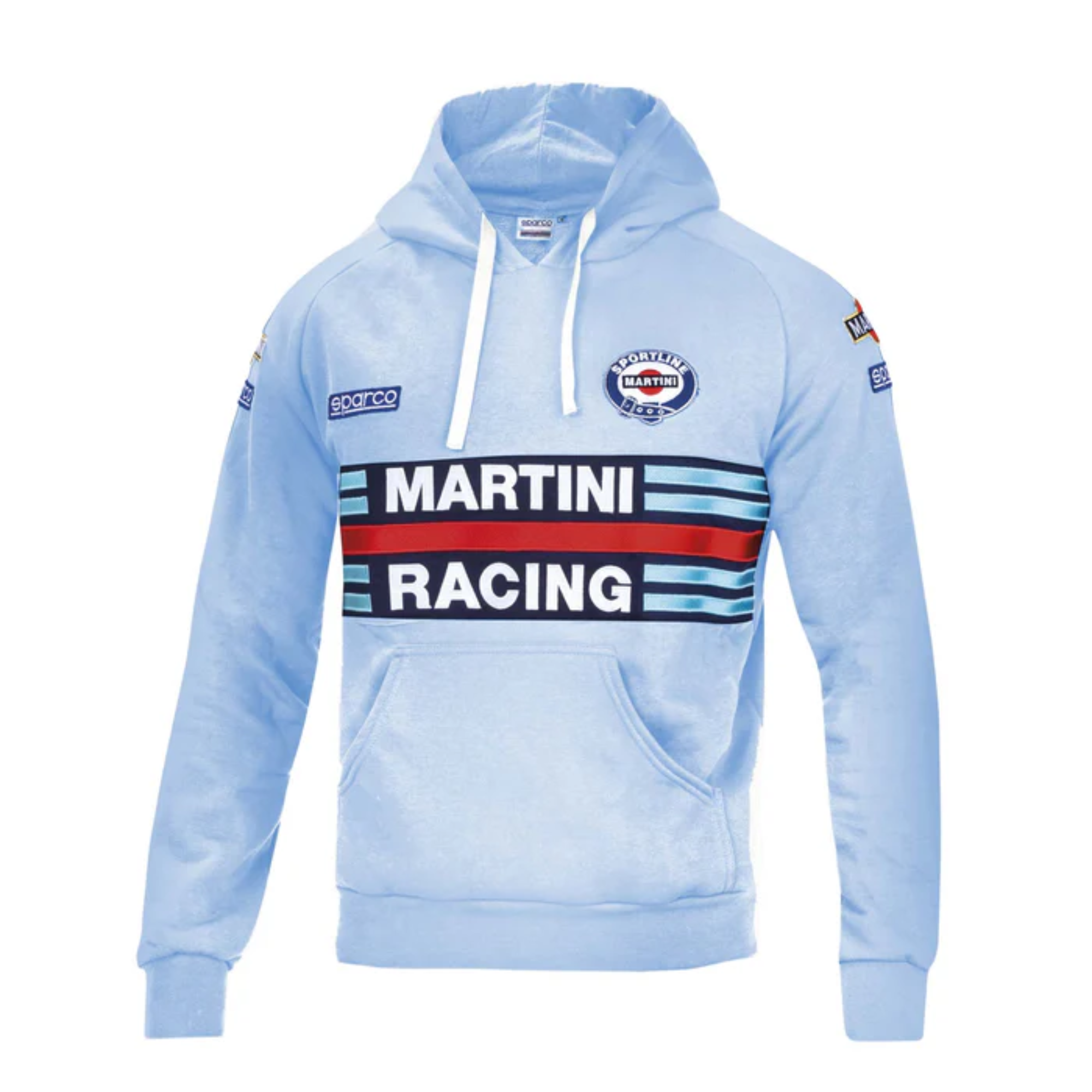 The celeste Sparco Martini Racing Hooded Sweatshirt from Sparco.